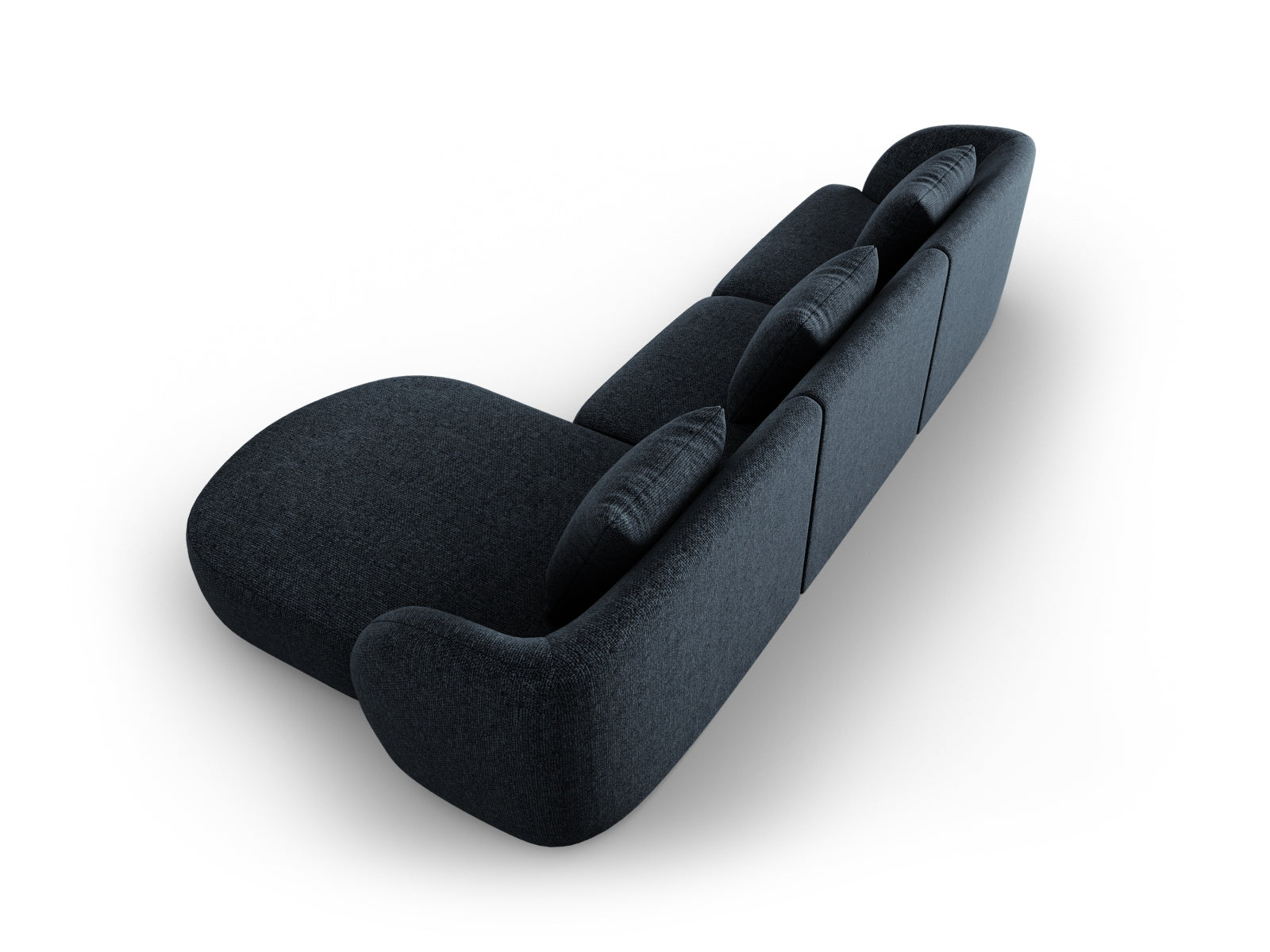 Modernes Tulum Ecksofa in Royal Blue, 4-Sitzer, 156 cm, perfekt für gemütliche und stilvolle Wohnzimmergestaltung.