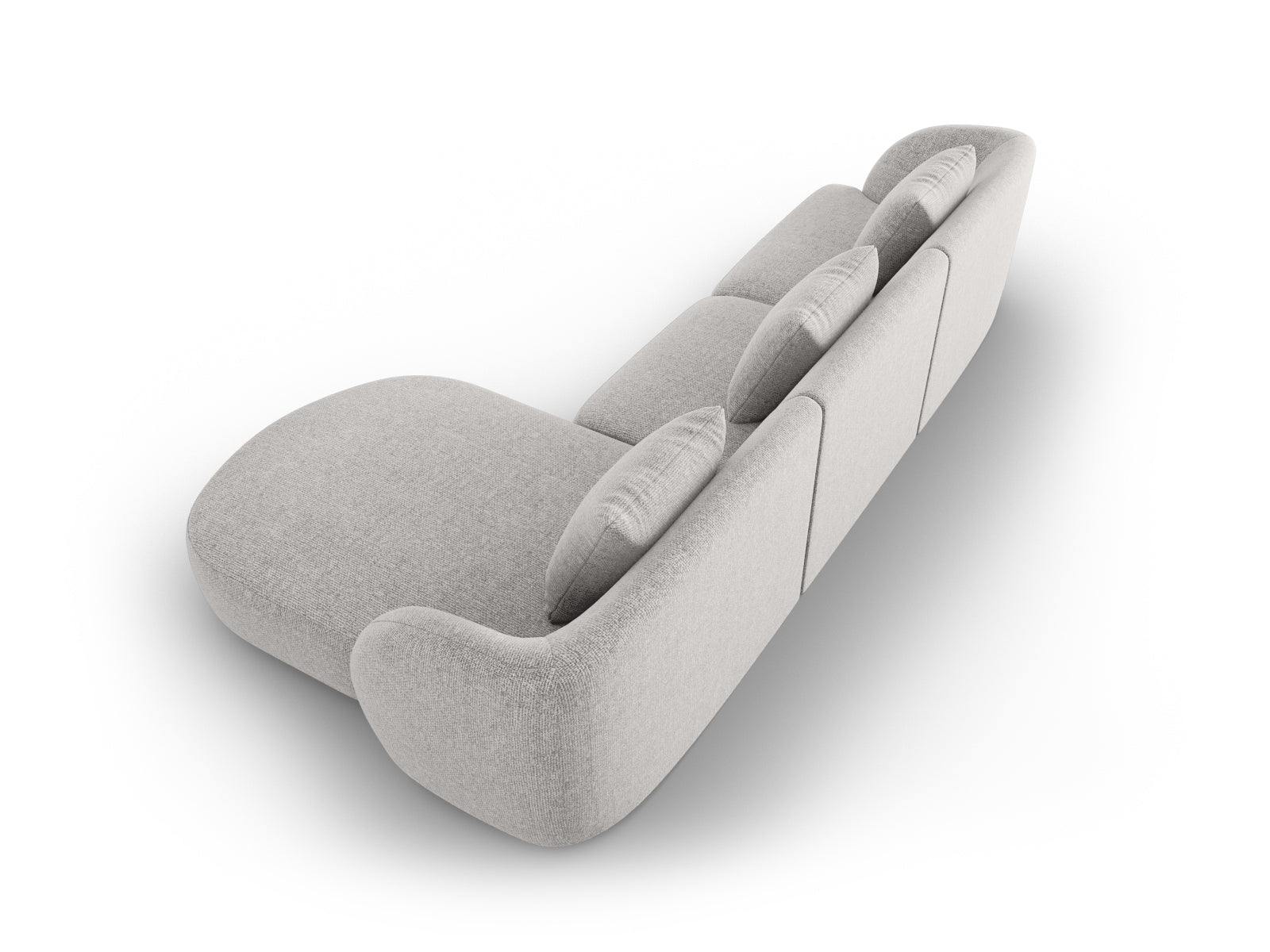 Modernes Tulum Ecksofa in sanftem Hellgrau, 4-Sitzer, 156 cm, perfekt für gemütliche und stilvolle Wohnambiente von Cosmopolitan Design.
