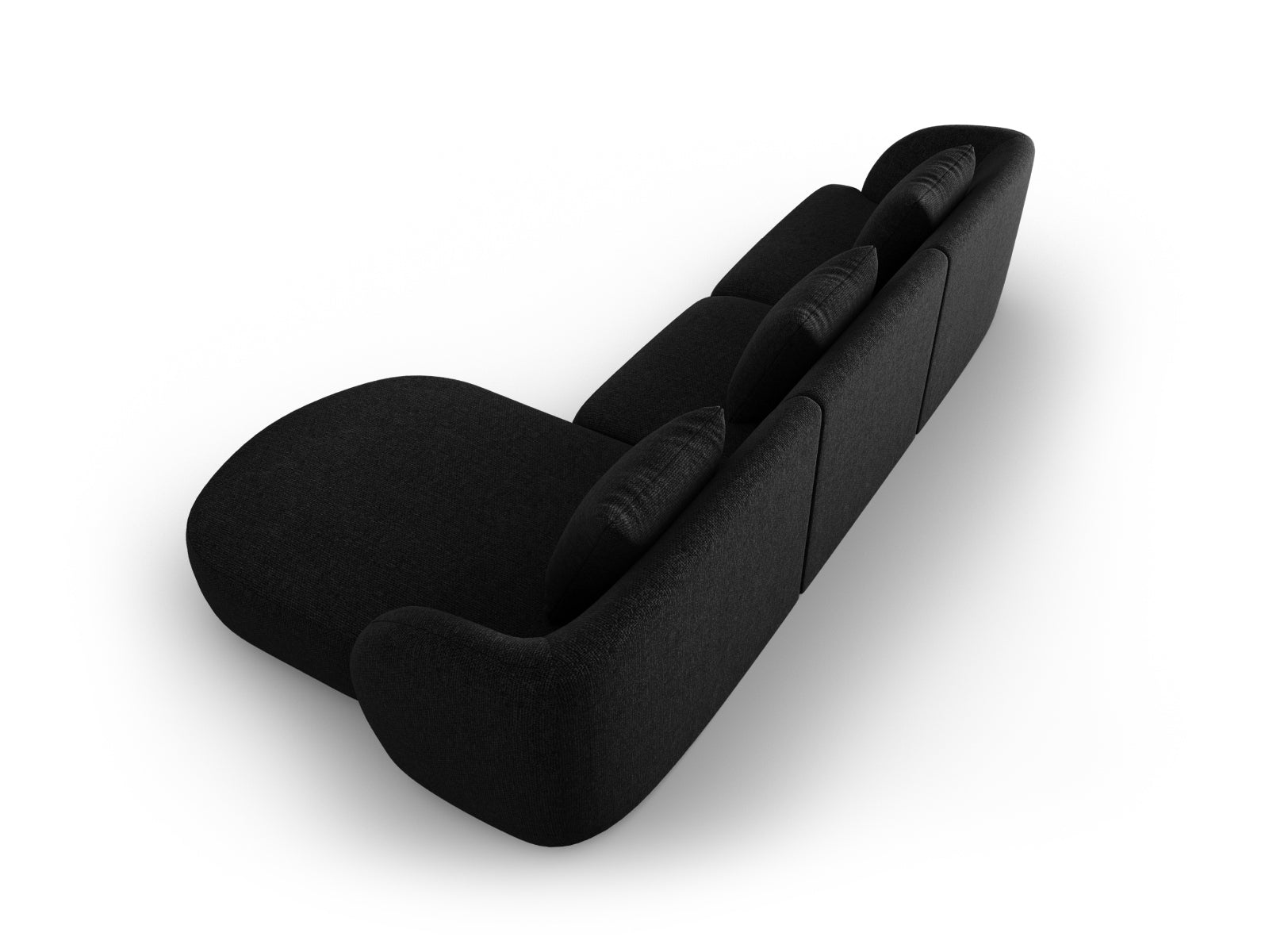 Modernes Tulum Ecksofa rechts, 4-Sitzer mit 156 cm, in edlem Black-Haga, perfekt für stilvolle Wohnzimmergestaltung.