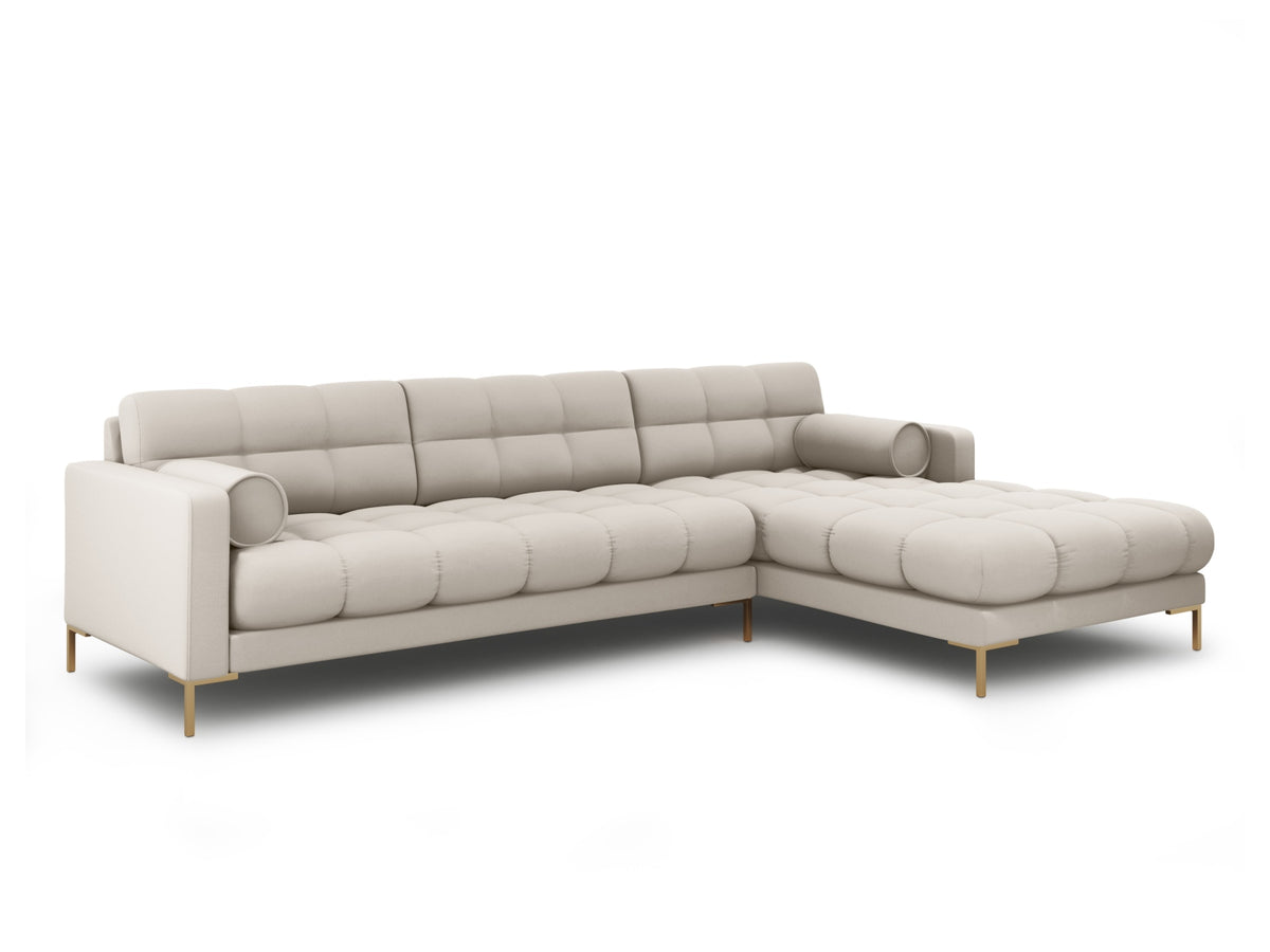 Ecksofa rechts Bali von Cosmopolitan Design mit Récamière, Stoffbezug und Metallbeinen