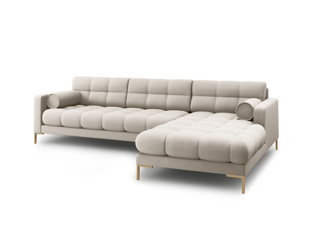 Ecksofa rechts Bali von Cosmopolitan Design mit Récamière, Stoffbezug und Metallbeinen