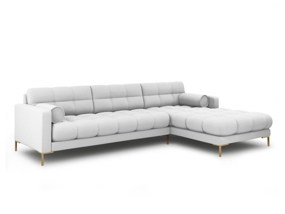 Ecksofa rechts Bali von Cosmopolitan Design mit Récamière, Stoffbezug und Metallbeinen