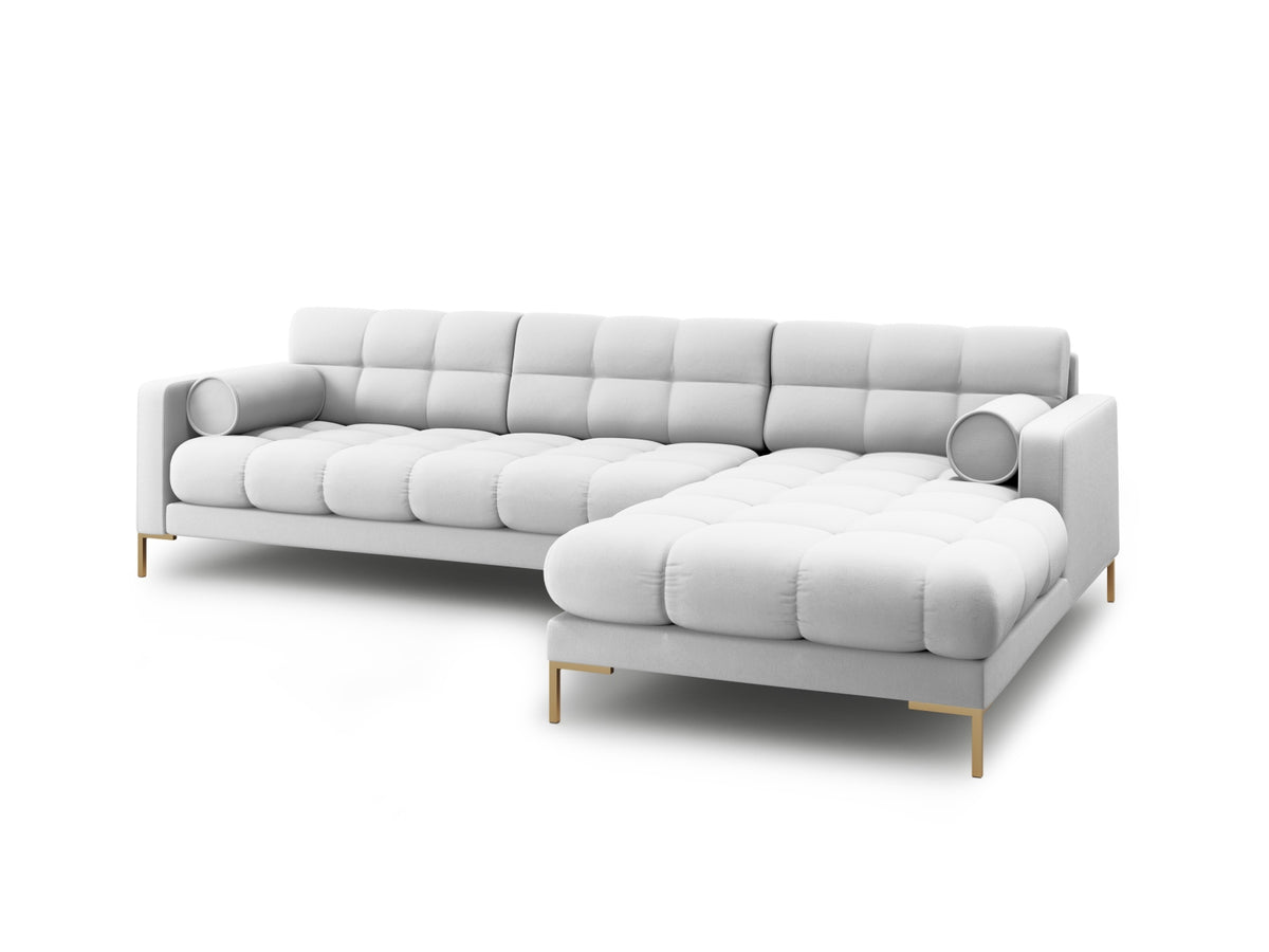 Ecksofa rechts Bali von Cosmopolitan Design mit Récamière, Stoffbezug und Metallbeinen