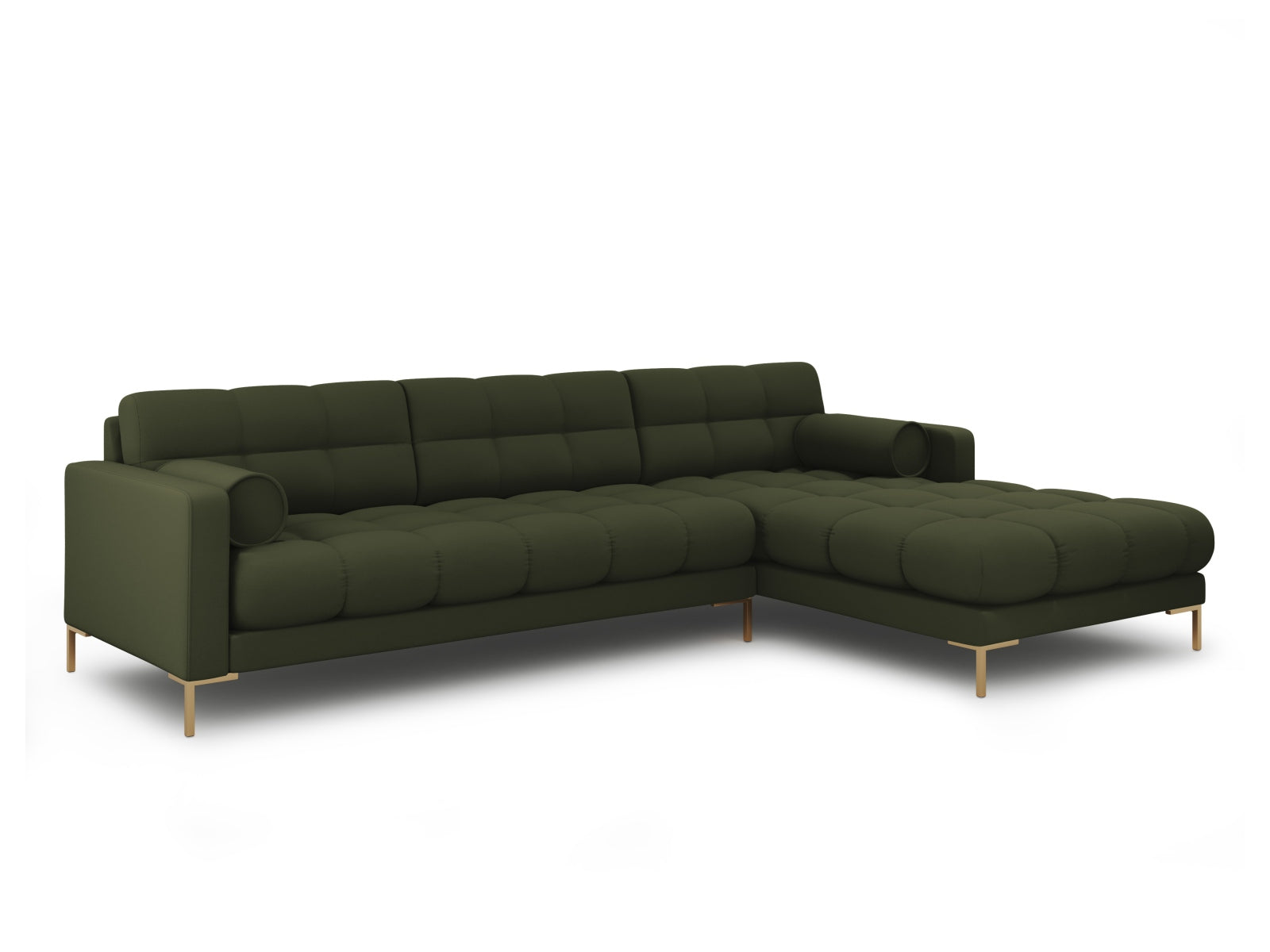 Elegantes 5-Sitzer Ecksofa rechts Bali in stilvollem Grün, ideal für moderne Wohnräume, präsentiert von Cosmopolitan Design.