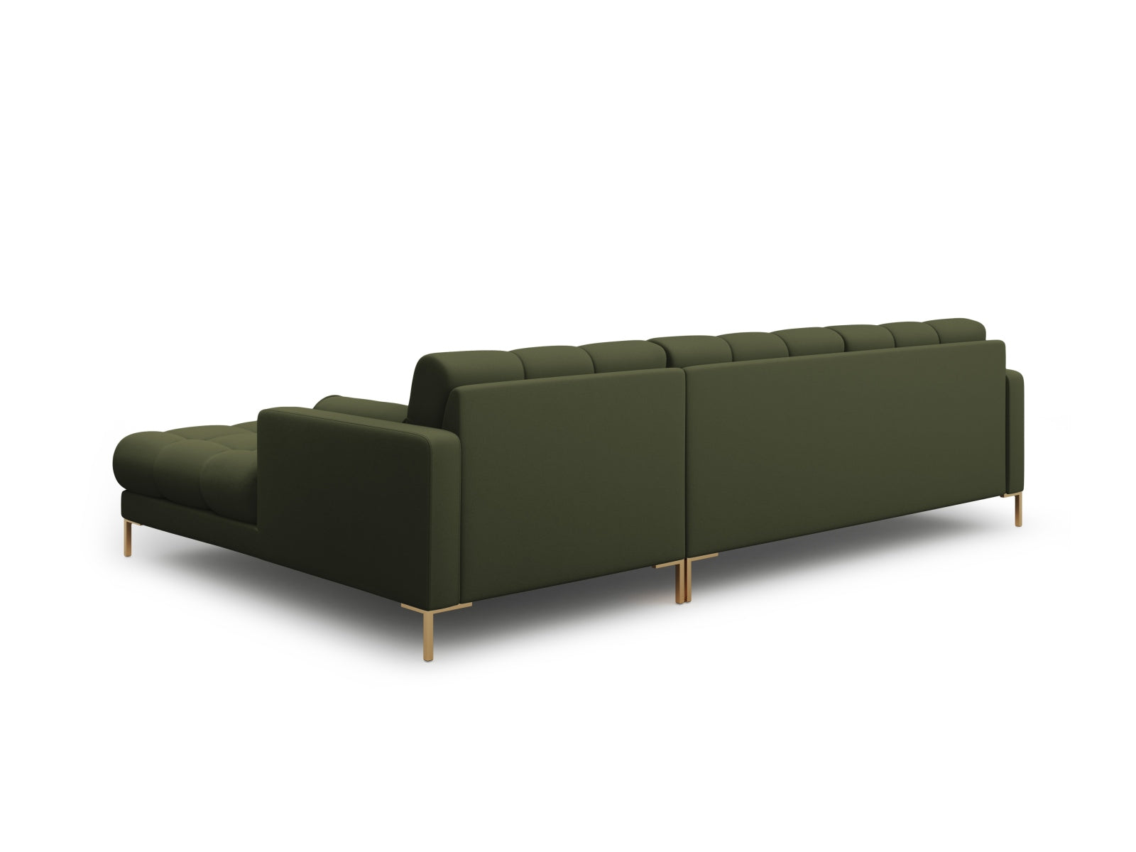 Modernes 5-Sitzer Ecksofa rechts Bali in ansprechendem Grünton, perfekt für stilvolle Wohnzimmer und entspannte Abende, von Cosmopolitan Design.