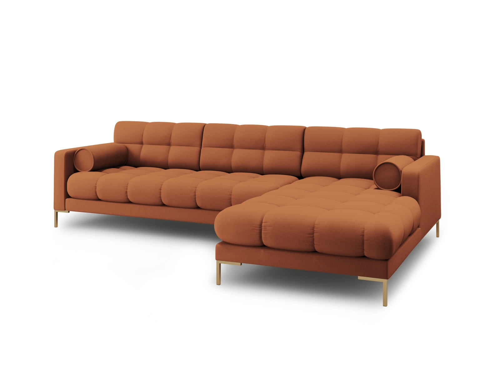 Elegantes 5-Sitzer Ecksofa rechts Bali in warmem Brick-Neve, ideal für gemütliche und moderne Wohnräume.