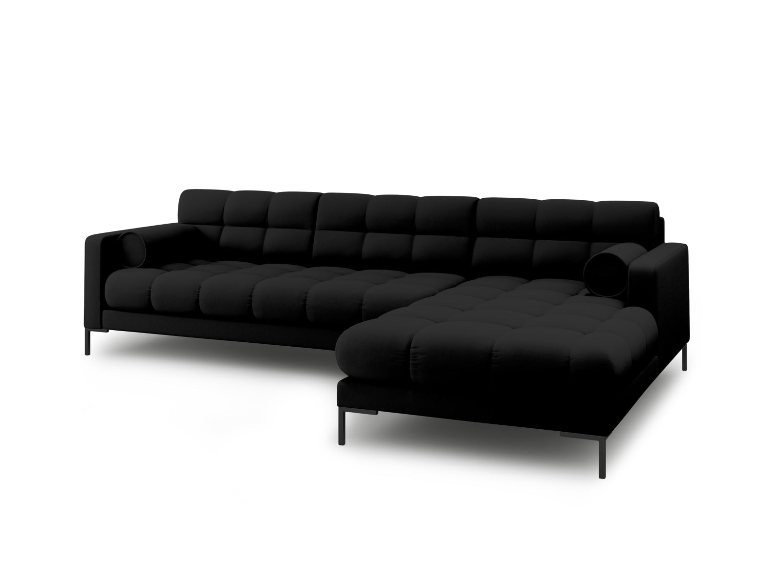 Elegantes 5-Sitzer Ecksofa rechts Bali in Schwarz und Neve, ideal für einladende Wohnräume und entspannte Stunden mit Freunden.