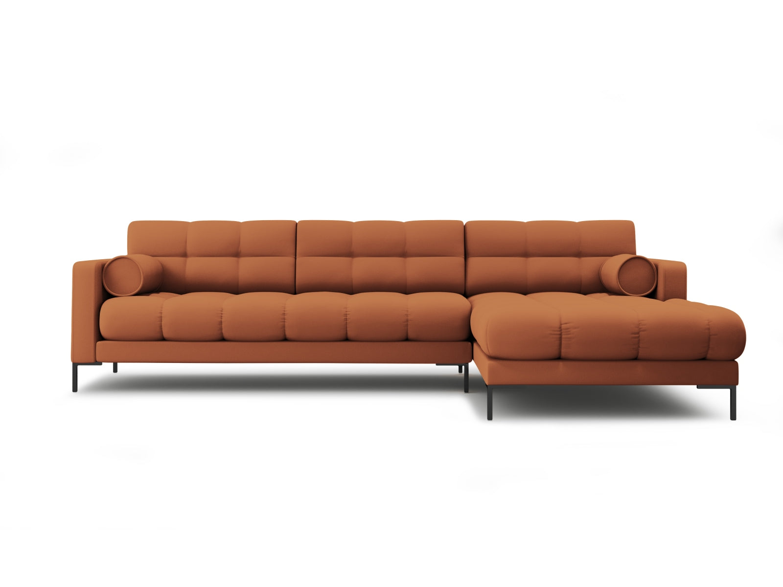 Stylisches 5-Sitzer Ecksofa rechts Bali in sanften Gelbtönen, perfekt für gemütliche Abende und stilvolle Einrichtung.