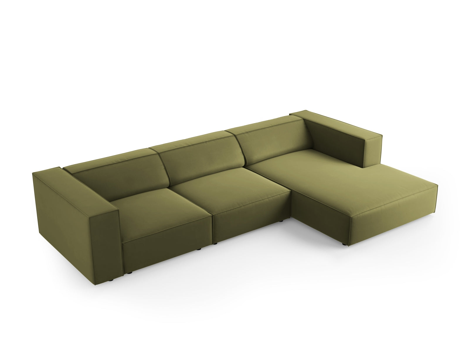 Arendal Velour Ecksofa rechts 4 Sitzer in Light Green präsentiert im Onlineshop von KAQTU Design AG. Ecksofa rechts ist von Cosmopolitan Design