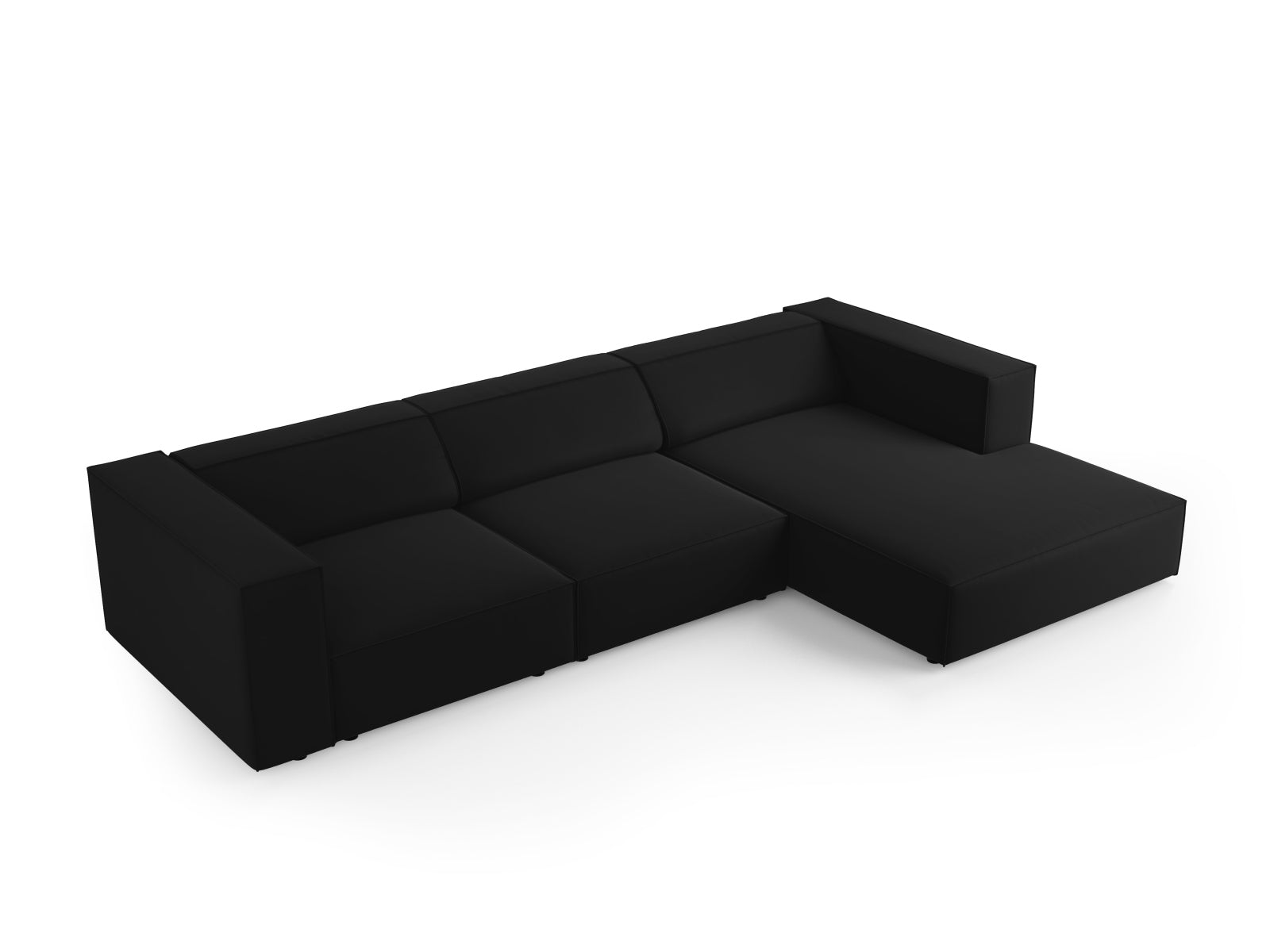 Arendal Velour Ecksofa rechts 4 Sitzer in Black präsentiert im Onlineshop von KAQTU Design AG. Ecksofa rechts ist von Cosmopolitan Design