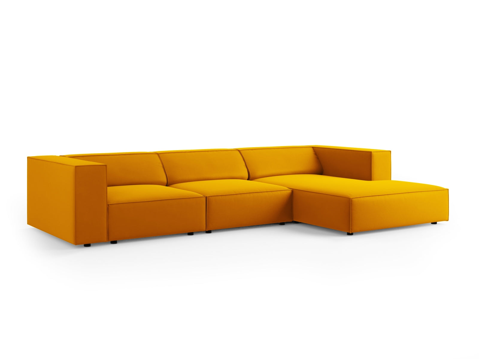 Arendal Velour Ecksofa rechts 4 Sitzer in Yellow präsentiert im Onlineshop von KAQTU Design AG. Ecksofa rechts ist von Cosmopolitan Design