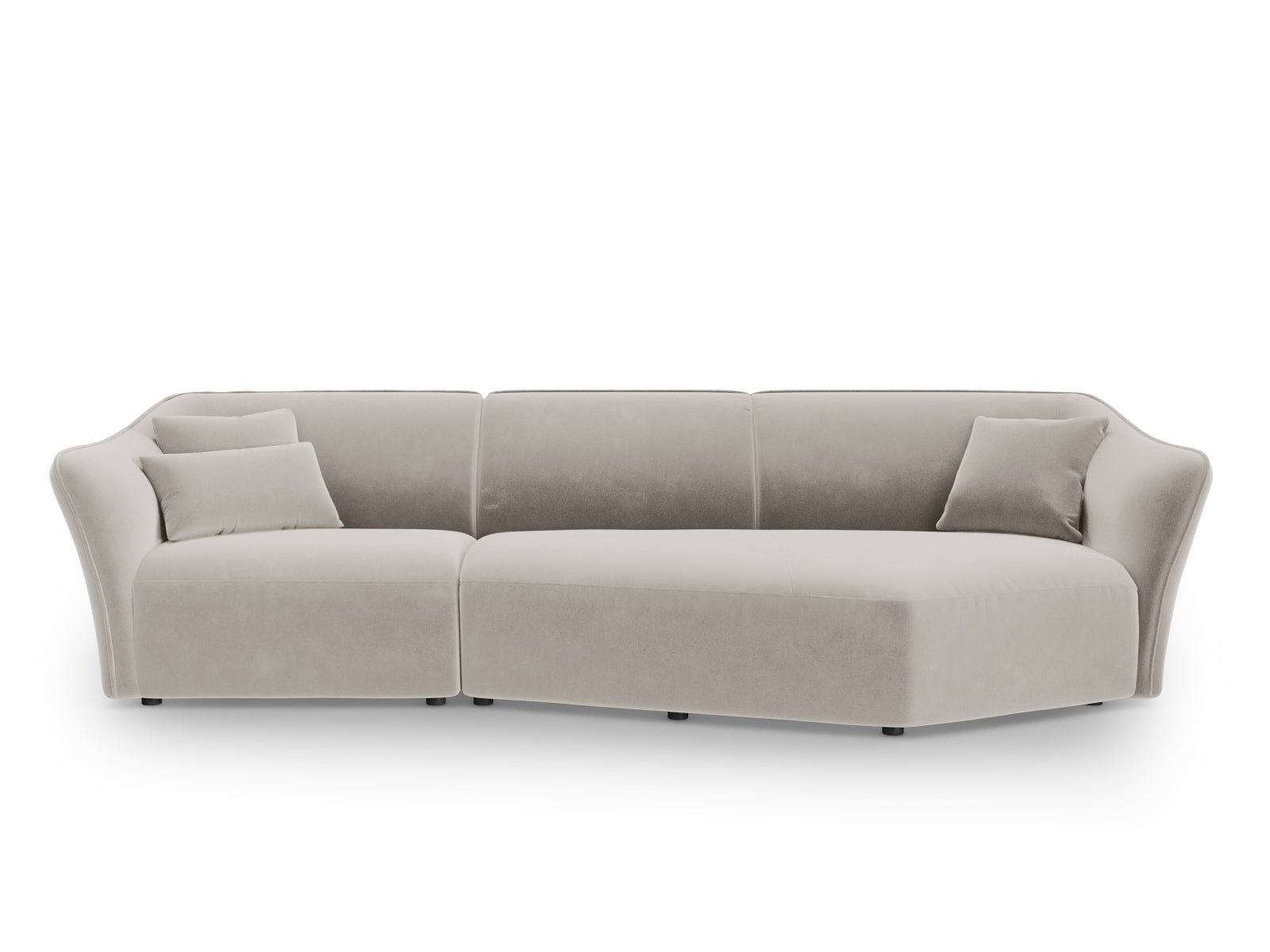 Tokyo Velour Modular Ecksofa rechts 5 Sitzer in Light Beige präsentiert im Onlineshop von KAQTU Design AG. Ecksofa rechts ist von Cosmopolitan Design