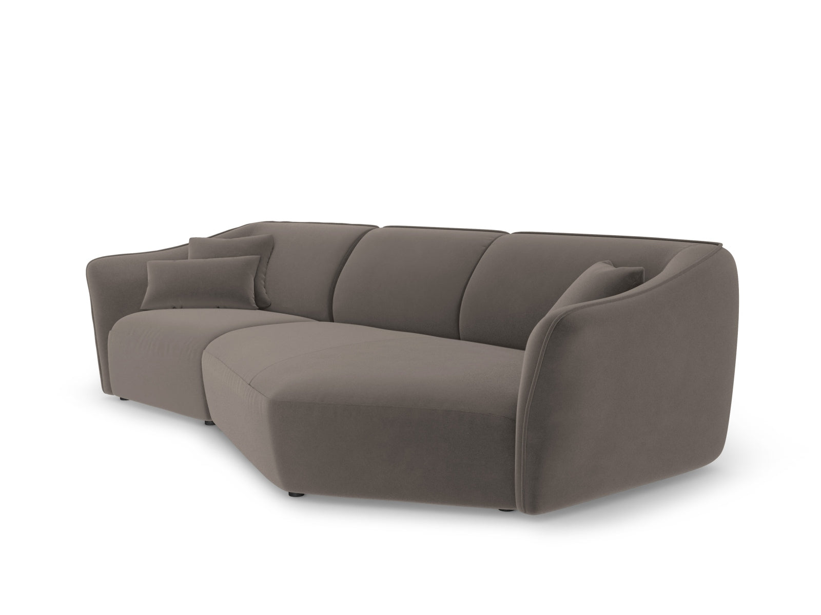 Tokyo Velour Modular Ecksofa rechts 5 Sitzer in Light Brown präsentiert im Onlineshop von KAQTU Design AG. Ecksofa rechts ist von Cosmopolitan Design