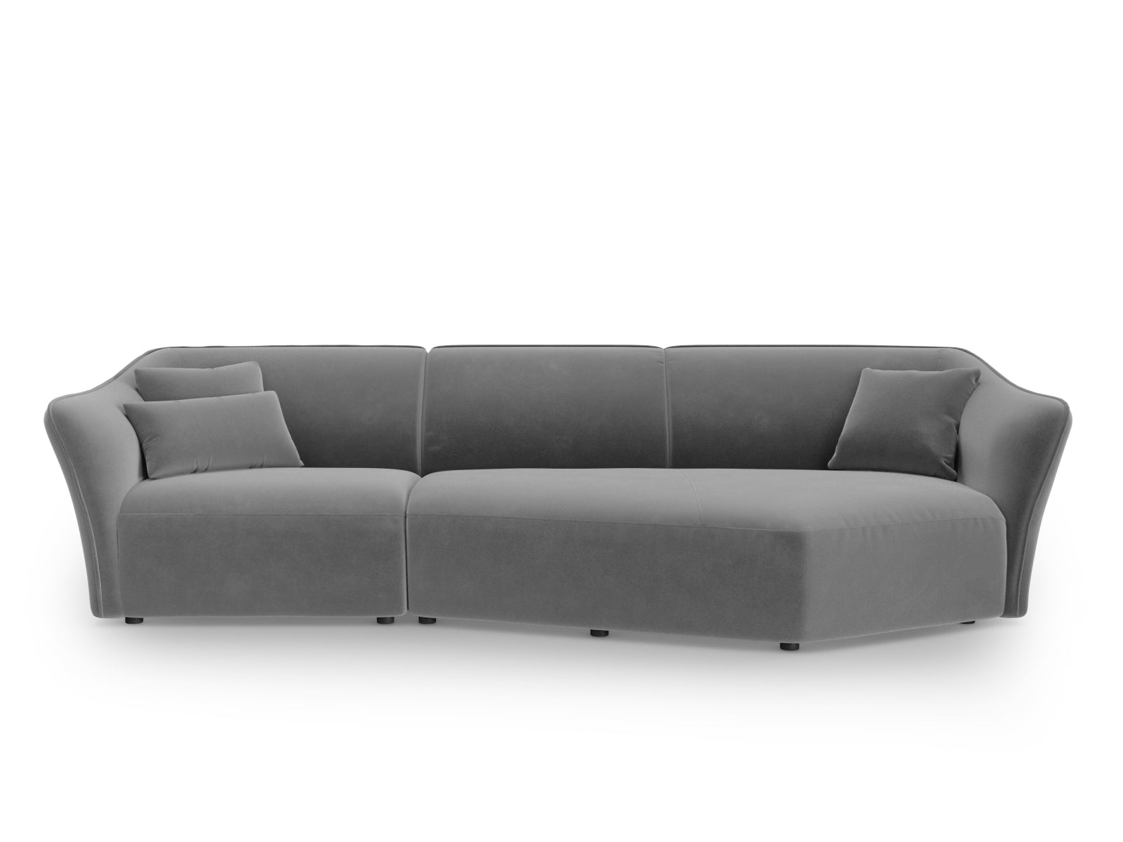 Tokyo Velour Modular Ecksofa rechts 5 Sitzer in Light Grey präsentiert im Onlineshop von KAQTU Design AG. Ecksofa rechts ist von Cosmopolitan Design