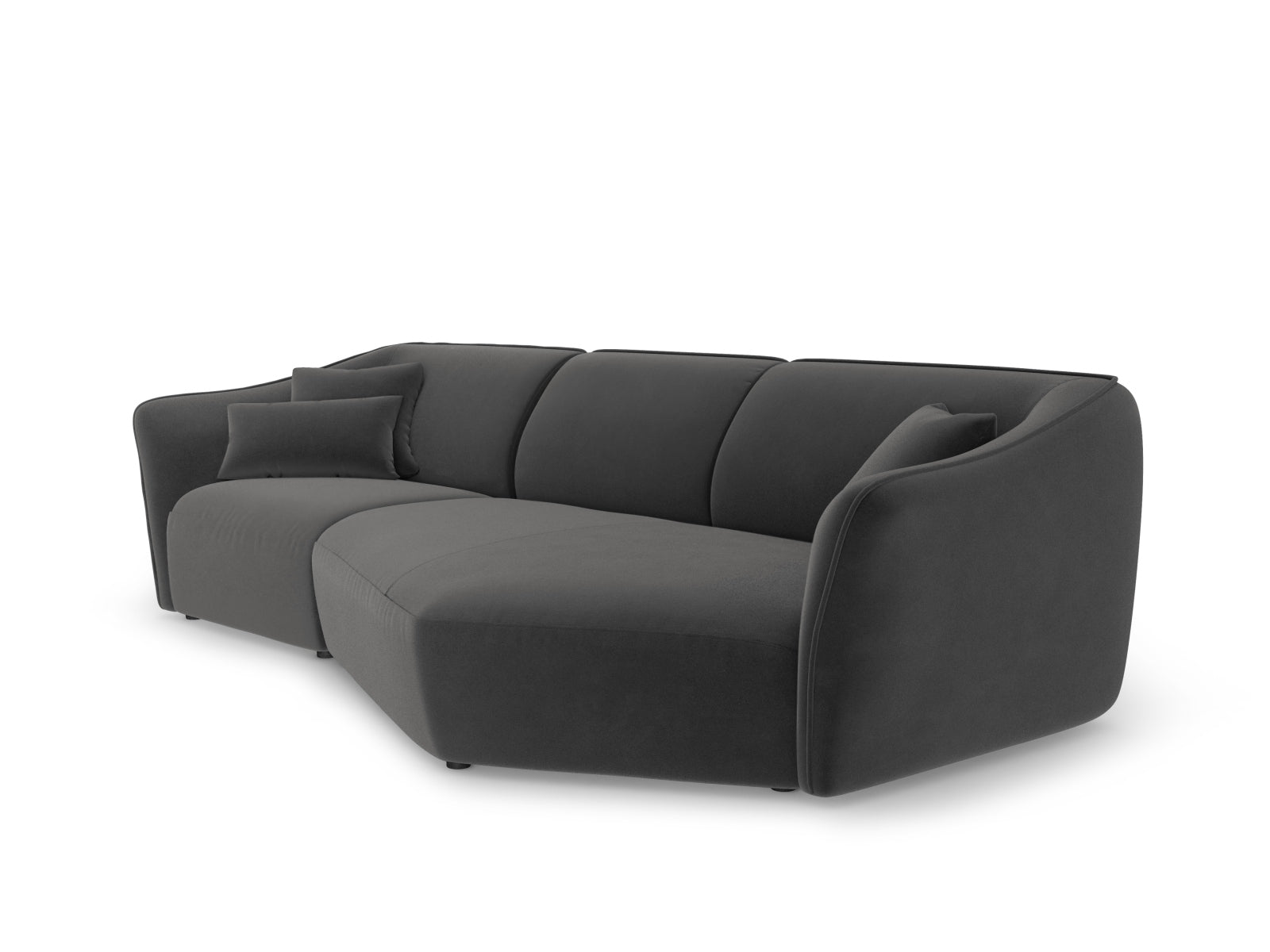 Tokyo Velour Modular Ecksofa rechts 5 Sitzer in Dark Grey präsentiert im Onlineshop von KAQTU Design AG. Ecksofa rechts ist von Cosmopolitan Design