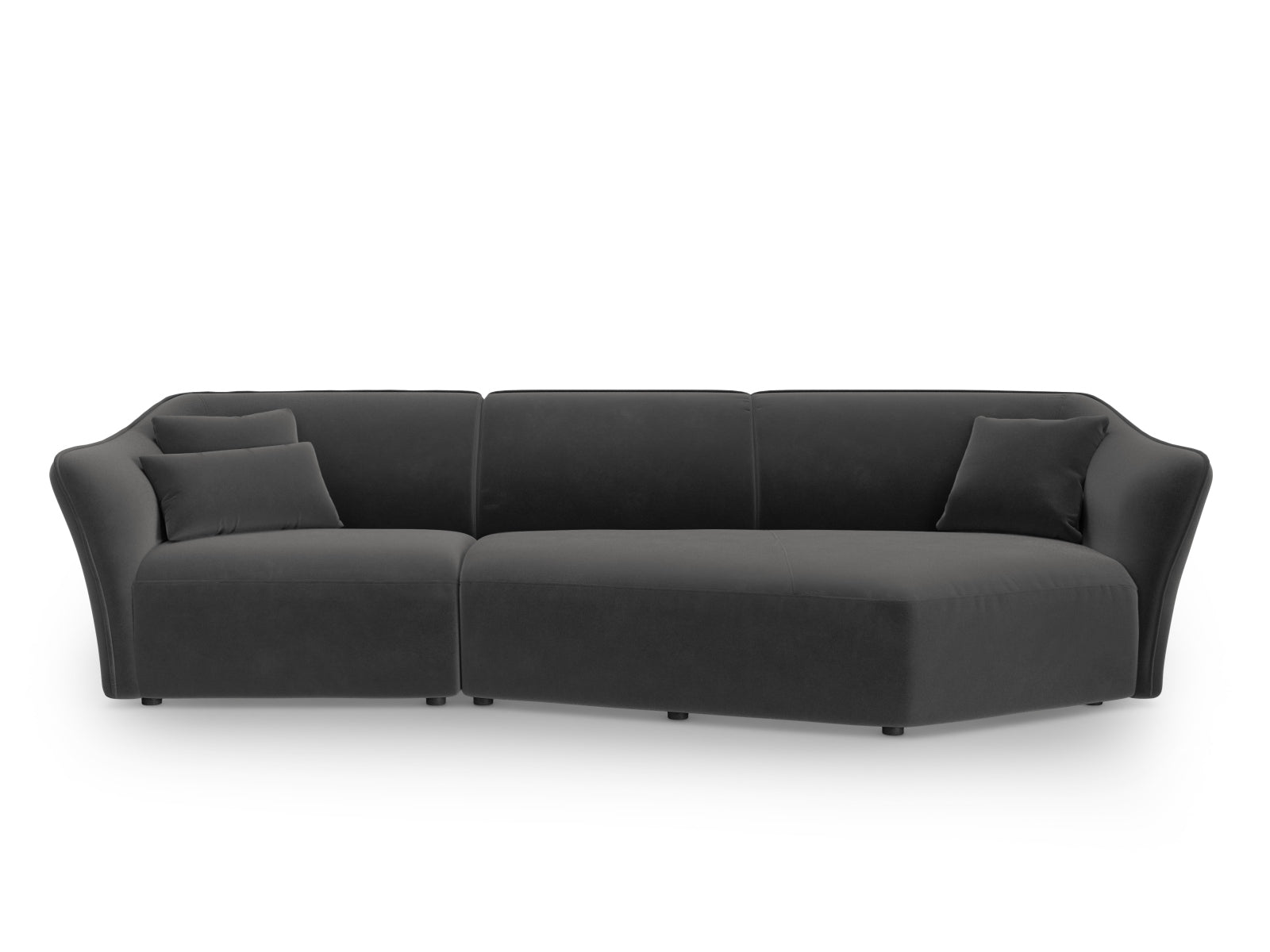 Tokyo Velour Modular Ecksofa rechts 5 Sitzer in Dark Grey präsentiert im Onlineshop von KAQTU Design AG. Ecksofa rechts ist von Cosmopolitan Design