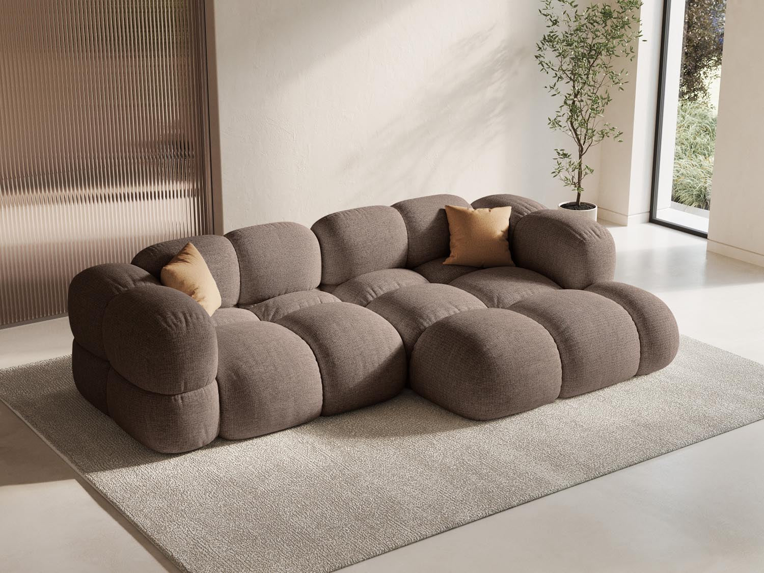 Elegantes Loretto Ecksofa in Cappuccino-Sorella, 3-Sitzer, ideal für stilvolle Wohnräume, präsentiert von KAQTU Design AG.