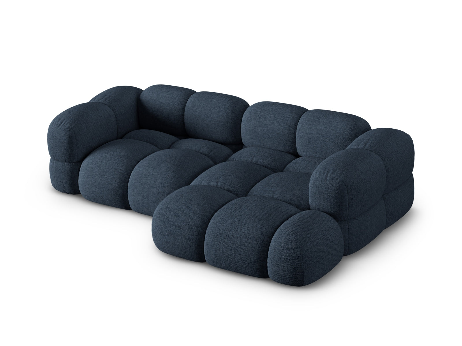 Elegantes Loretto Ecksofa in edlem Blau, 3-Sitzer, ideal für moderne Wohnräume, erhältlich bei Cosmopolitan Design.