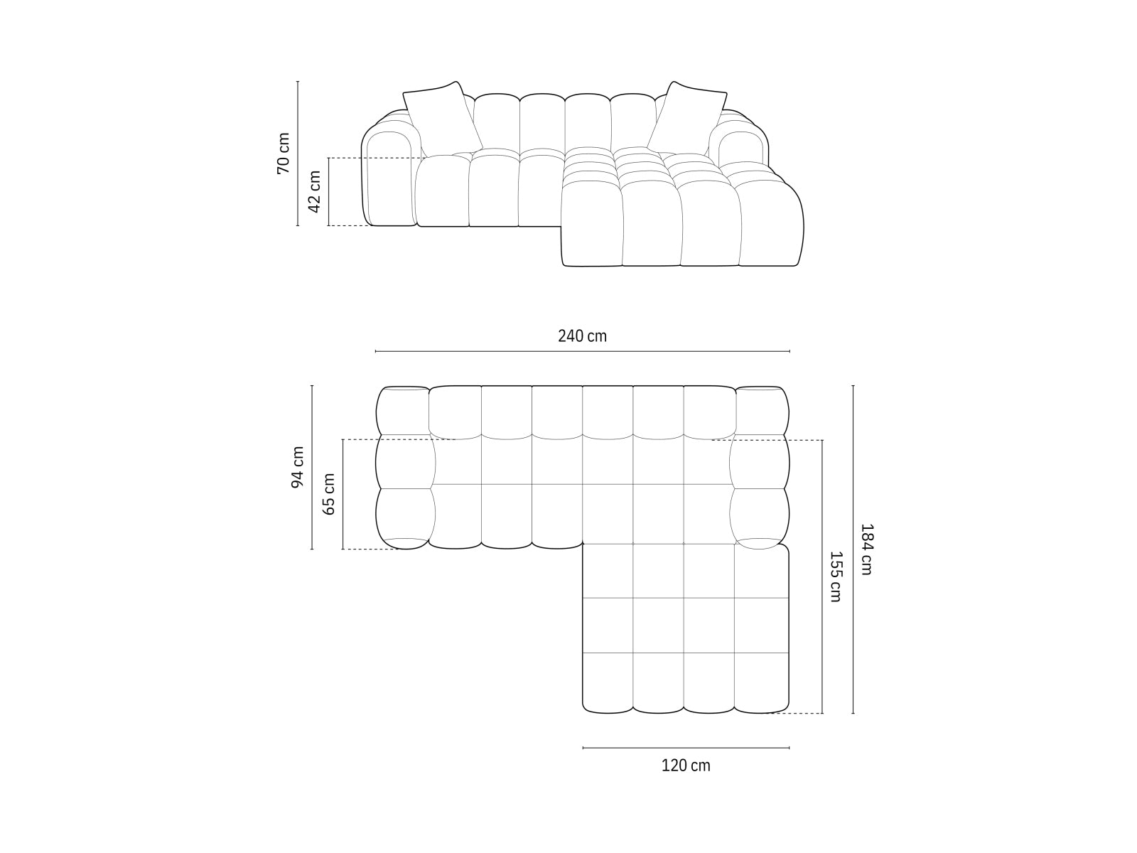 Modernes 3-Sitzer Ecksofa Treno in Brick-Eden, perfekt für gemütliche Wohnzimmer, von Cosmopolitan Design.