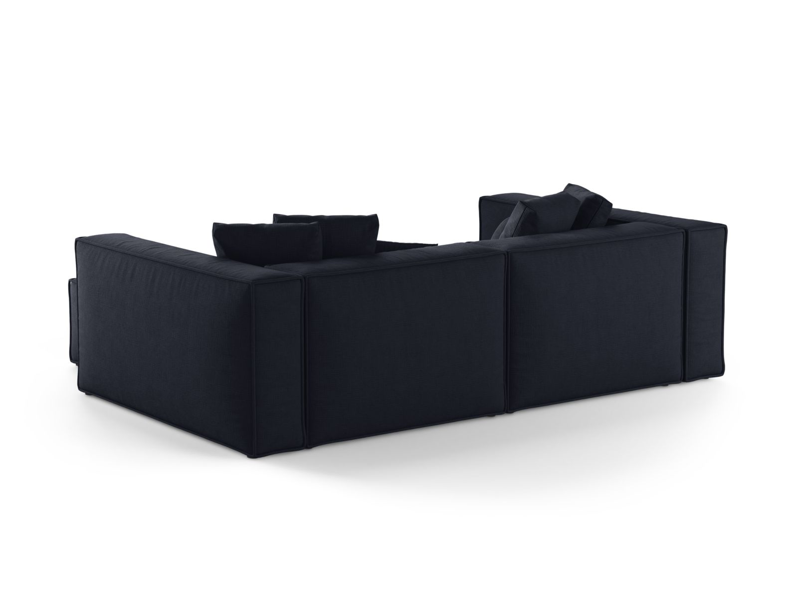 Elegantes 3-Sitzer Ecksofa Aveiro in edlem Blau, ideal für stilvolle Wohnräume und entspannte Stunden von Cosmopolitan Design.