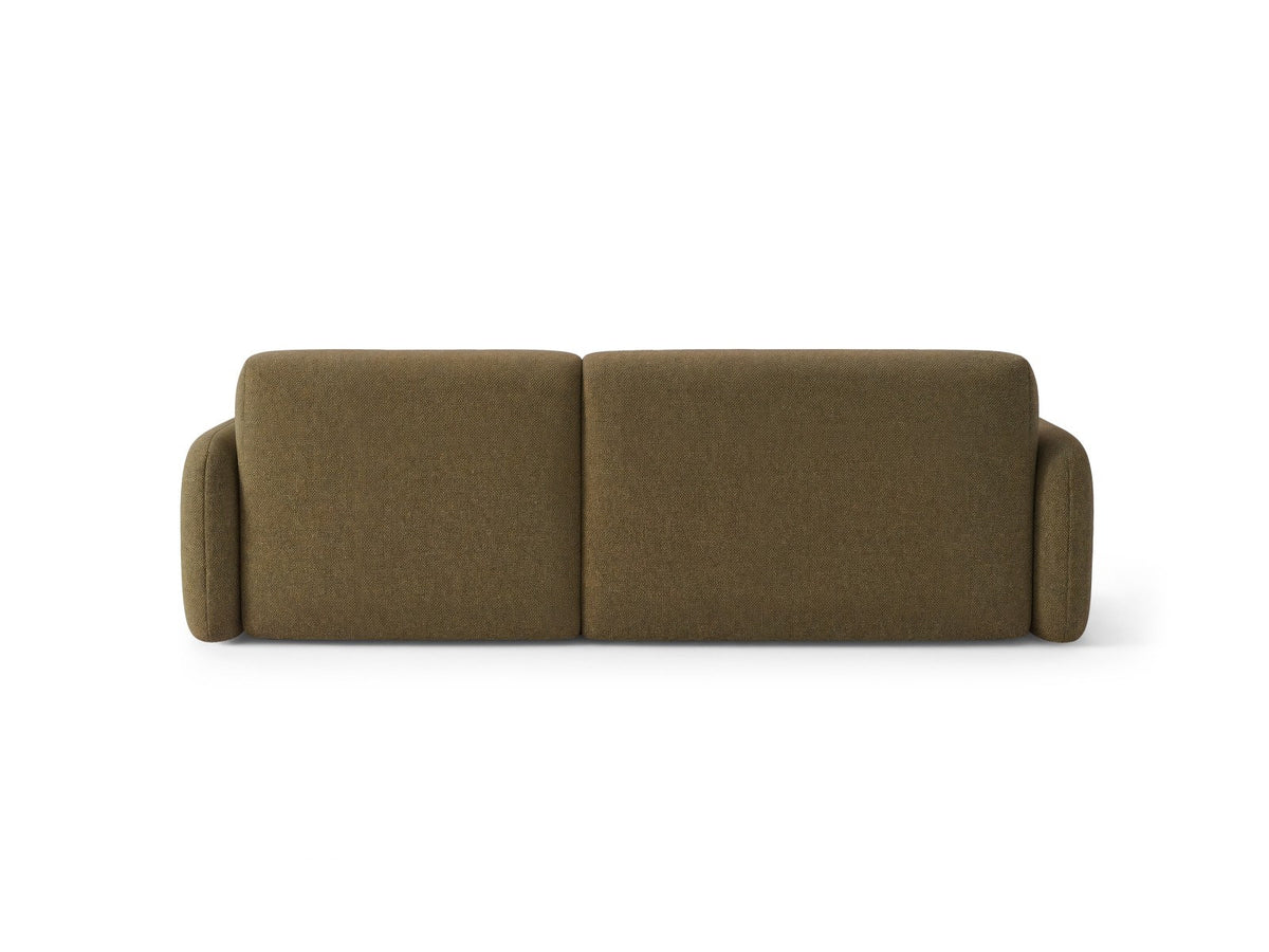 Ecksofa Malmo mit Récamière, bezogen in Chenille-Stoff Scott, auf schwarzen Beinen