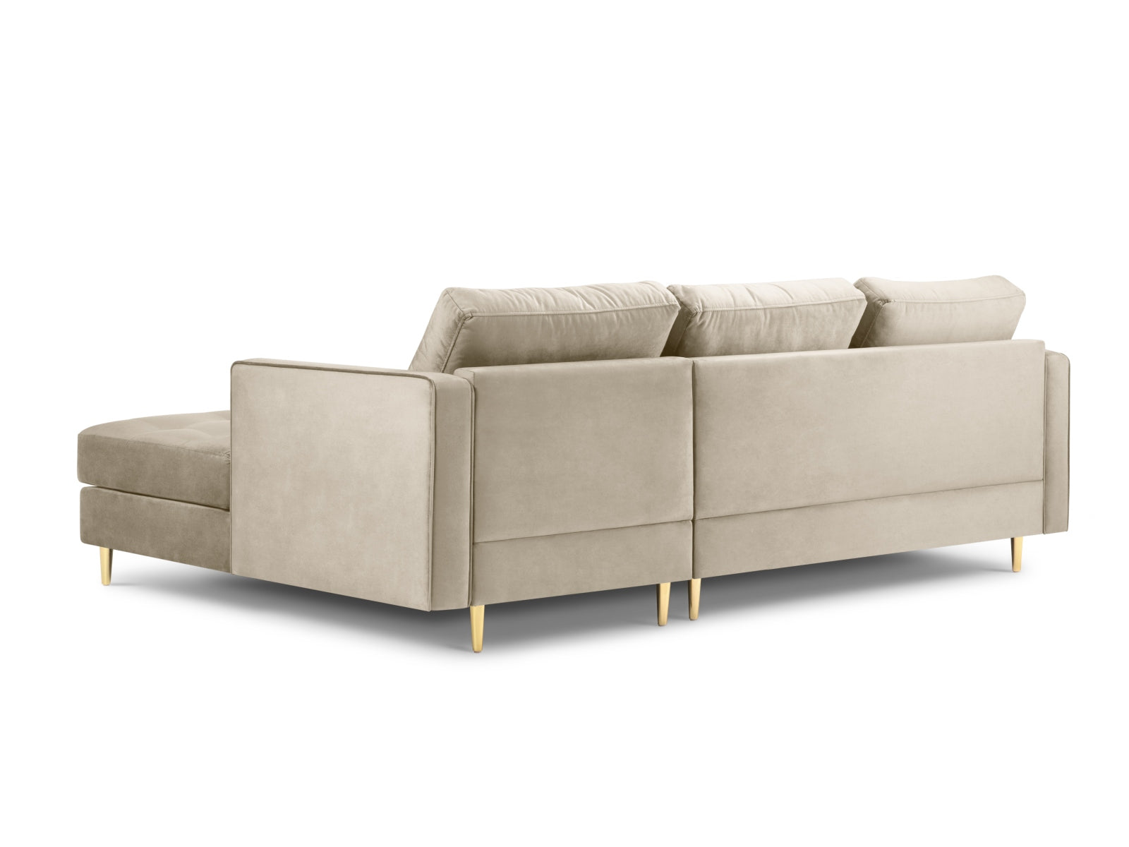 Modernes 4-Sitzer Ecksofa rechts Aspen in edlem Dunkelbeige, perfekt für stilvolle Wohnzimmer und gemütliche Entspannung.