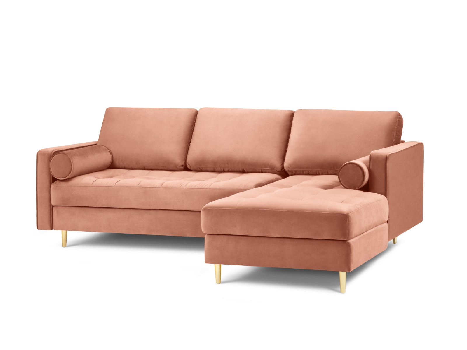 Elegantes 4-Sitzer Ecksofa rechts Aspen in strahlendem Pink, perfekt für trendbewusste Wohnräume von Cosmopolitan Design.