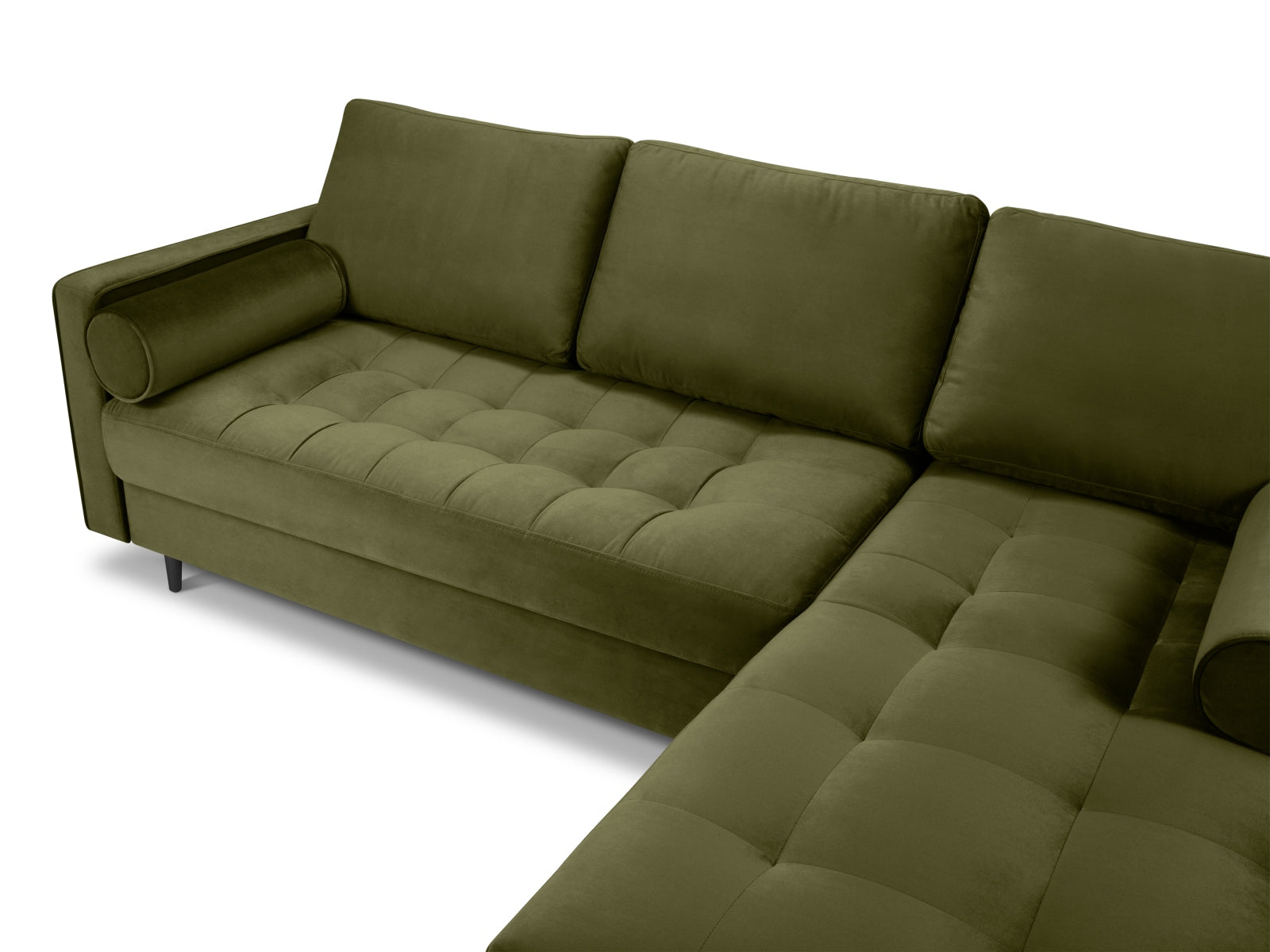Elegantes 4-Sitzer Ecksofa rechts Aspen in einem frischen Grünton, ideal für gemütliche und moderne Wohnräume von Cosmopolitan Design.
