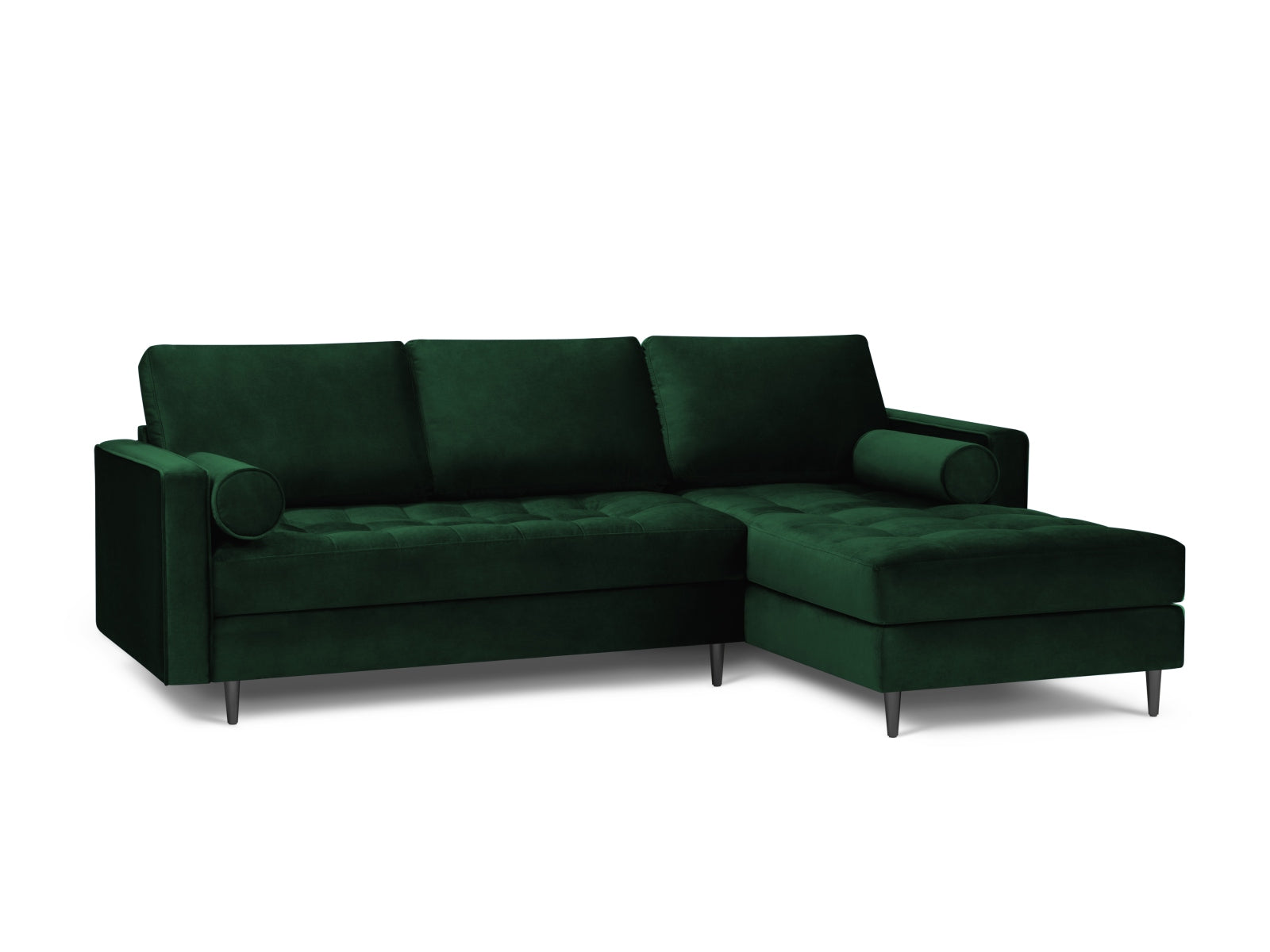 Elegantes 4-Sitzer Ecksofa rechts Aspen in tiefem Flaschengrün, stilvoll und modern, ideal für jedes Wohnzimmer.