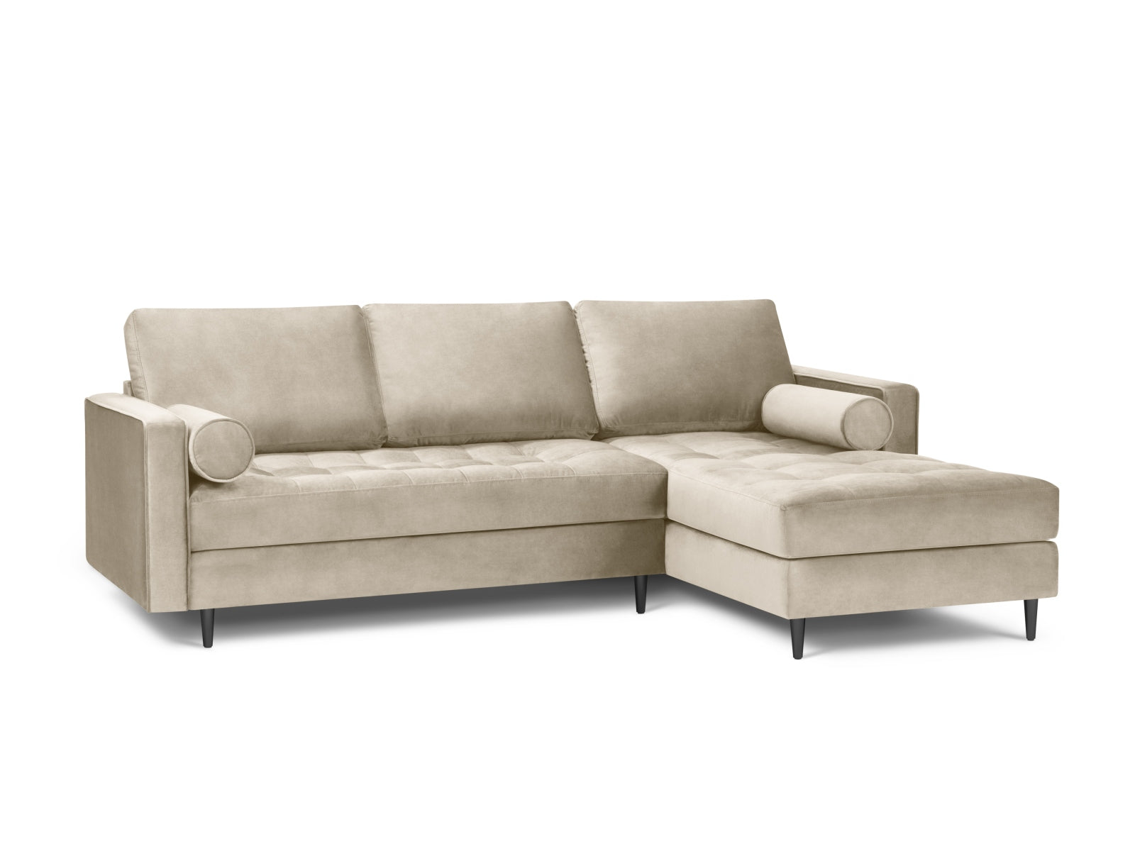 Elegantes 4-Sitzer Ecksofa rechts Aspen in stilvollem Dunkelbeige, ideal für gemütliche Zusammenkünfte und modernes Wohndesign.