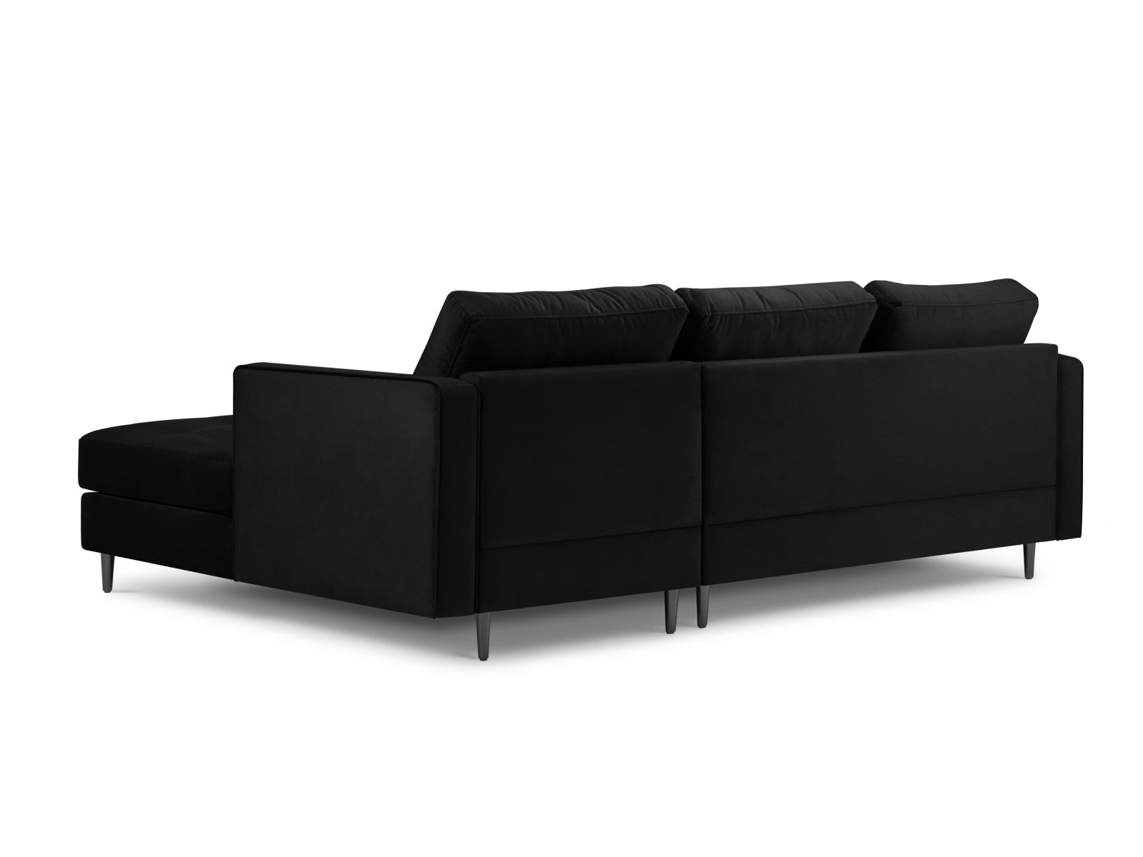 Modernes 4-Sitzer Ecksofa rechts Aspen in edlem Schwarz, perfekt für stilvolle Wohnzimmer, angeboten von Cosmopolitan Design.