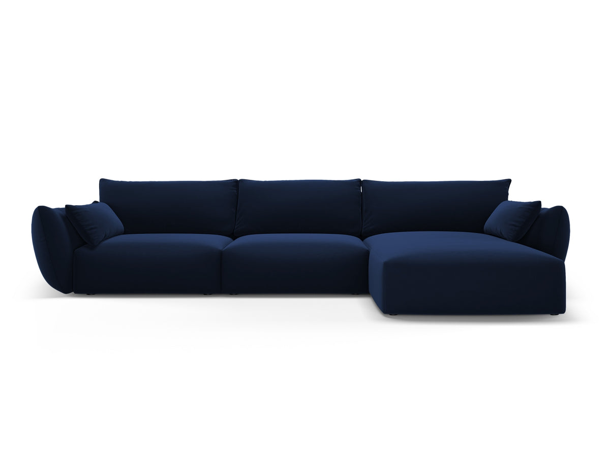 Ecksofa rechts Matera mit Stoffbezug, Récamière und schwarzen Kunststoffbeinen
