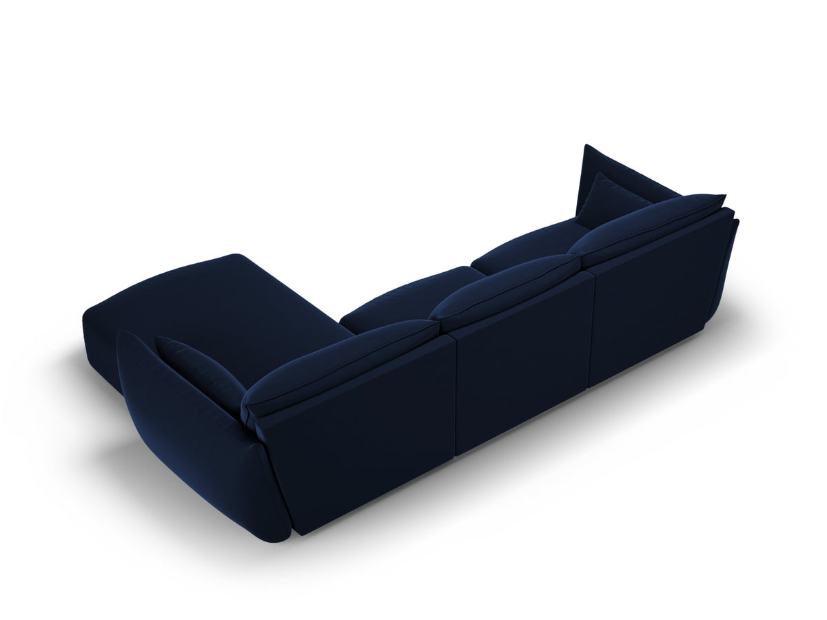 Ecksofa rechts Matera mit Stoffbezug, Récamière und schwarzen Kunststoffbeinen
