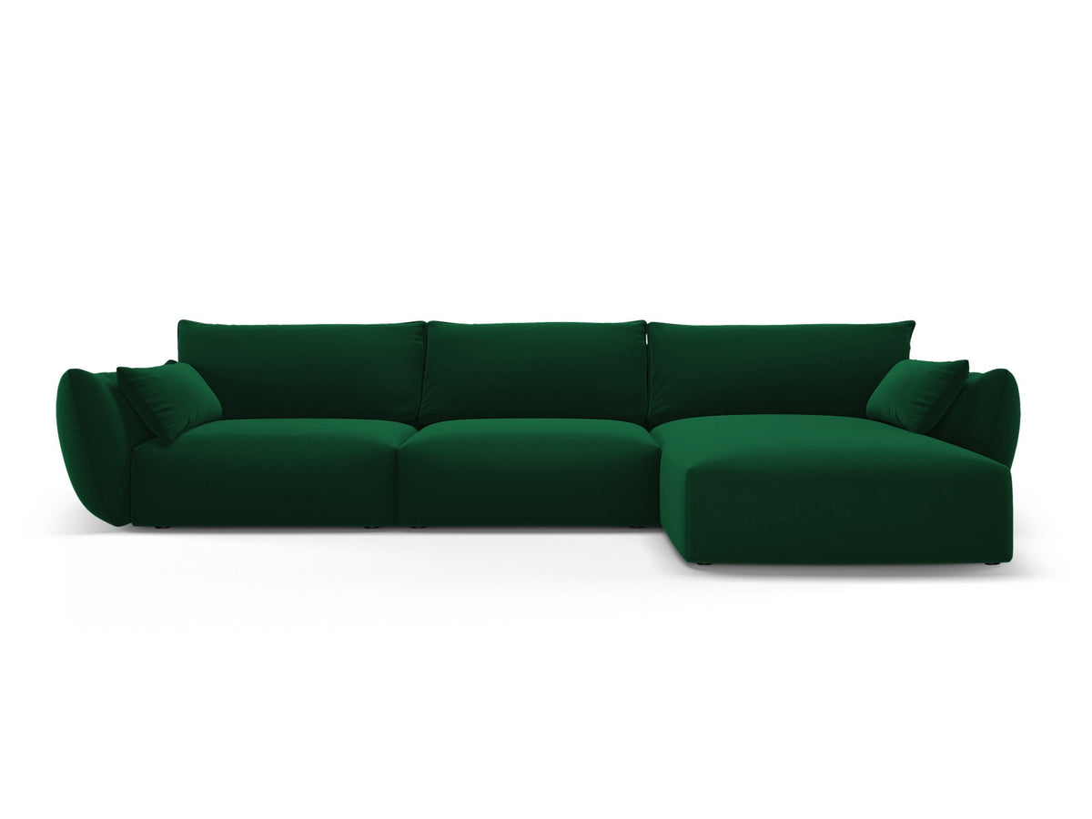 Ecksofa rechts Matera mit Stoffbezug, Récamière und schwarzen Kunststoffbeinen