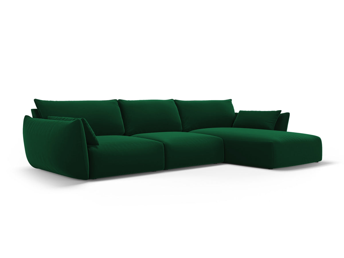 Ecksofa rechts Matera mit Stoffbezug, Récamière und schwarzen Kunststoffbeinen