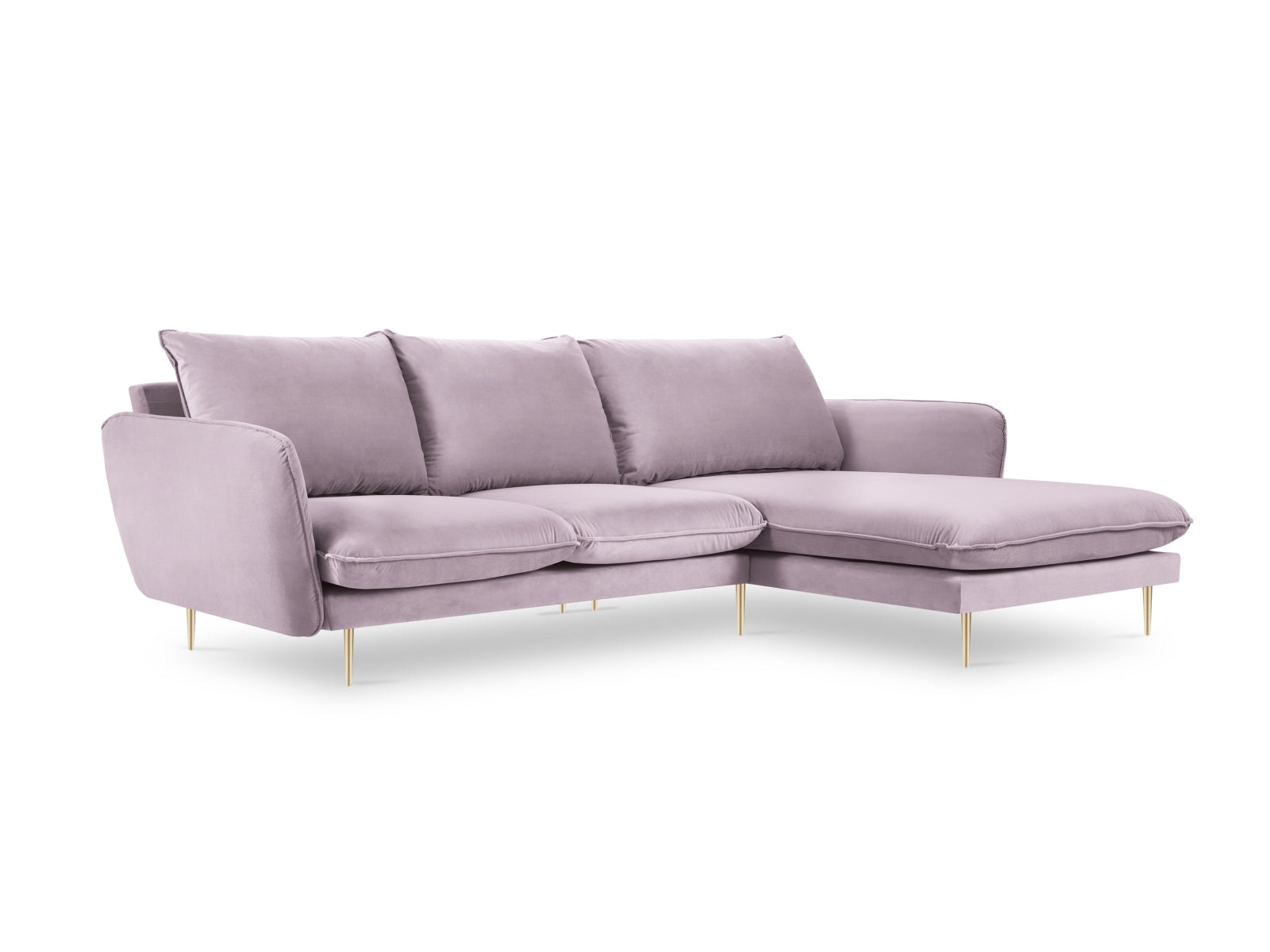 Elegantes Vienna Velour Ecksofa rechts 5 Sitzer 170cm von Cosmopolitan Design. Hochwertiges Velour, optimaler Komfort und zahlreiche Farben für Ihr Zuhause.