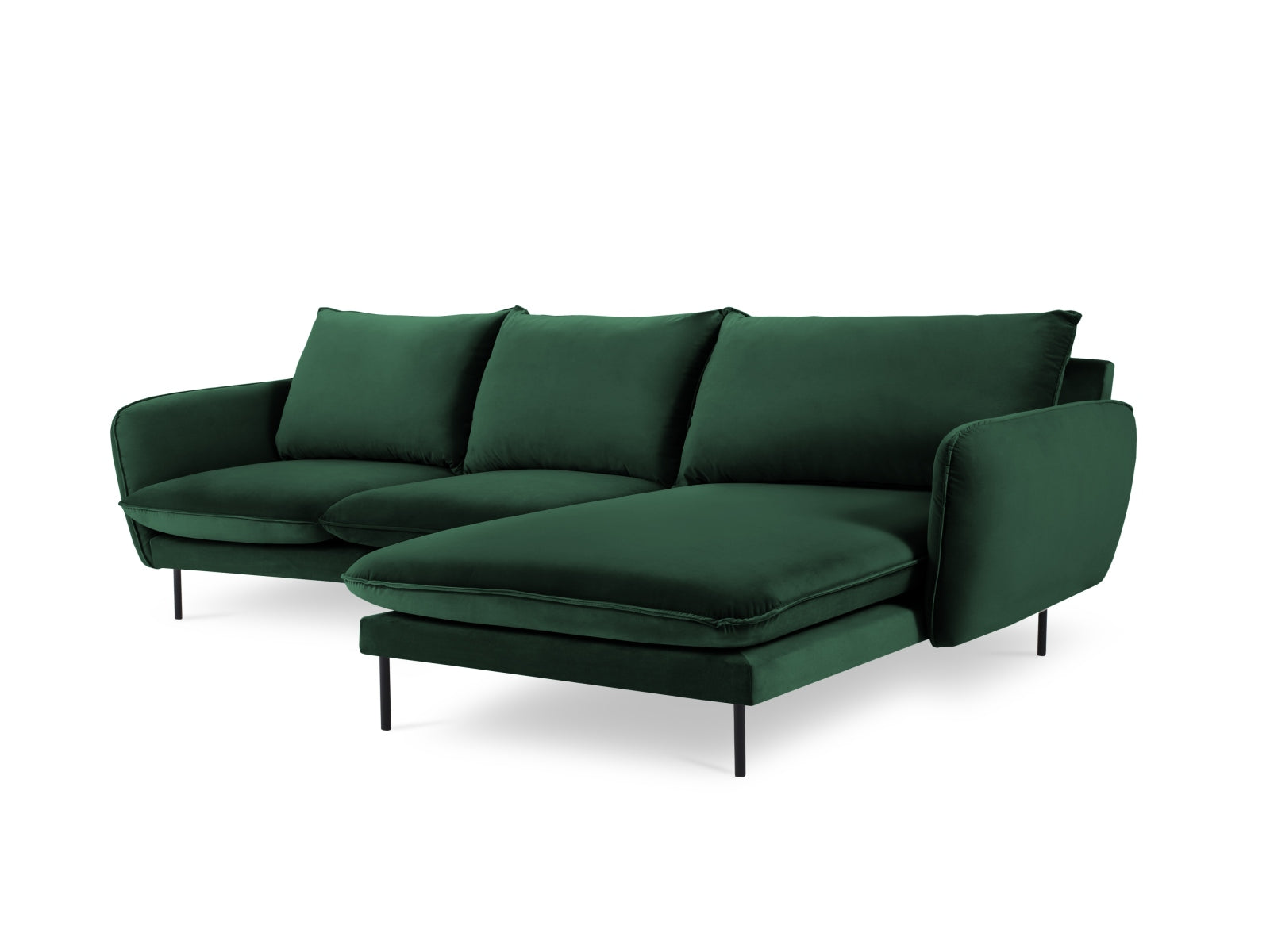 Stilvolles Vienna Velour Ecksofa rechts 5 Sitzer 170cm von Cosmopolitan Design. Luxuriöses Velour, großzügige Sitzfläche und vielseitige Farboptionen für Ihr Wohnzimmer.