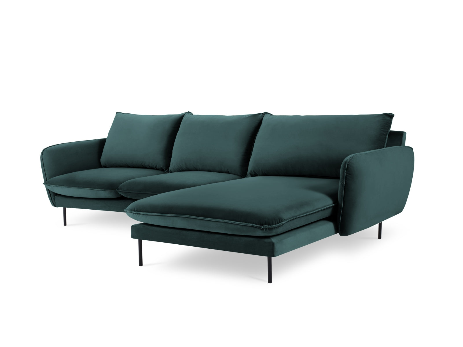 Stilvolles Vienna Velour Ecksofa rechts 5 Sitzer 170cm von Cosmopolitan Design. Luxuriöses Velour, großzügige Sitzfläche und vielseitige Farboptionen für Ihr Wohnzimmer.