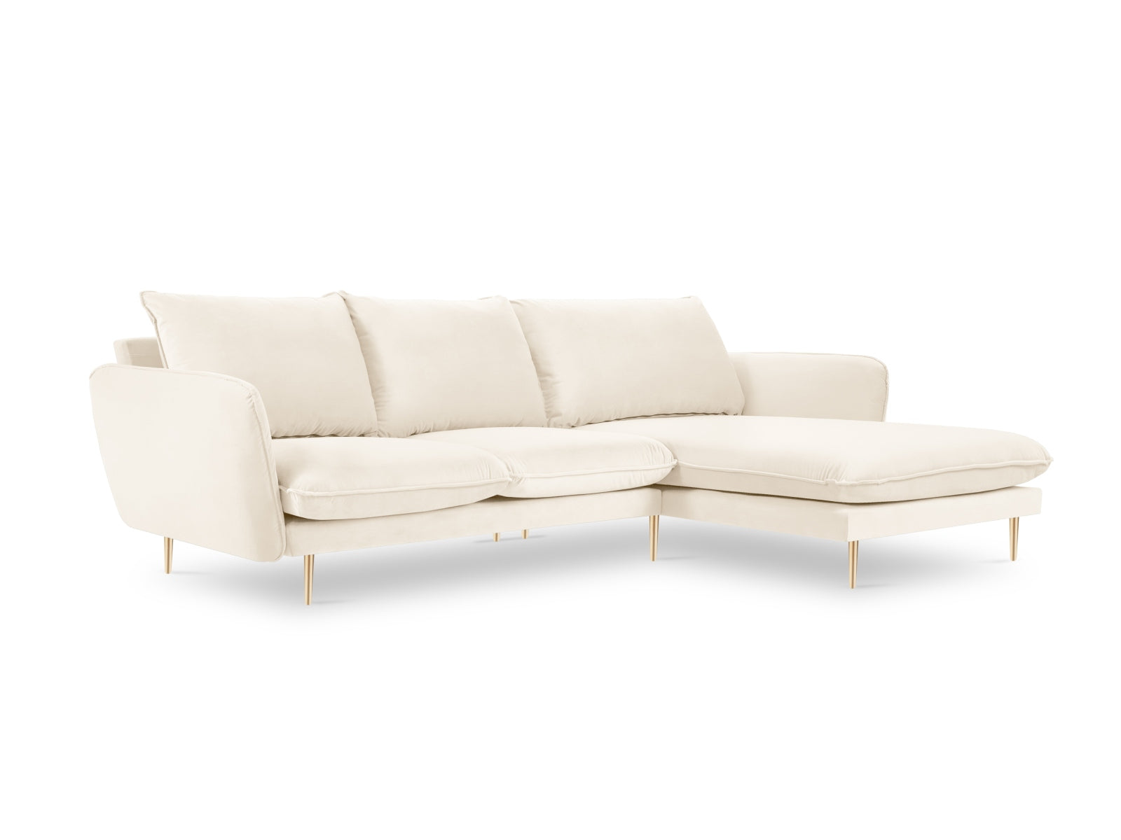 Vienna Velour Ecksofa rechts 5 Sitzer 170cm in Light Beige/Gold präsentiert im Onlineshop von KAQTU Design AG. Ecksofa rechts ist von Cosmopolitan Design