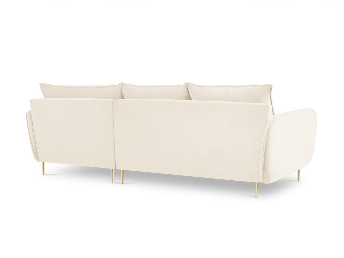 Vienna Velour Ecksofa rechts 5 Sitzer 170cm in Light Beige/Gold-Bluvel präsentiert im Onlineshop von KAQTU Design AG. Ecksofa rechts ist von Cosmopolitan Design