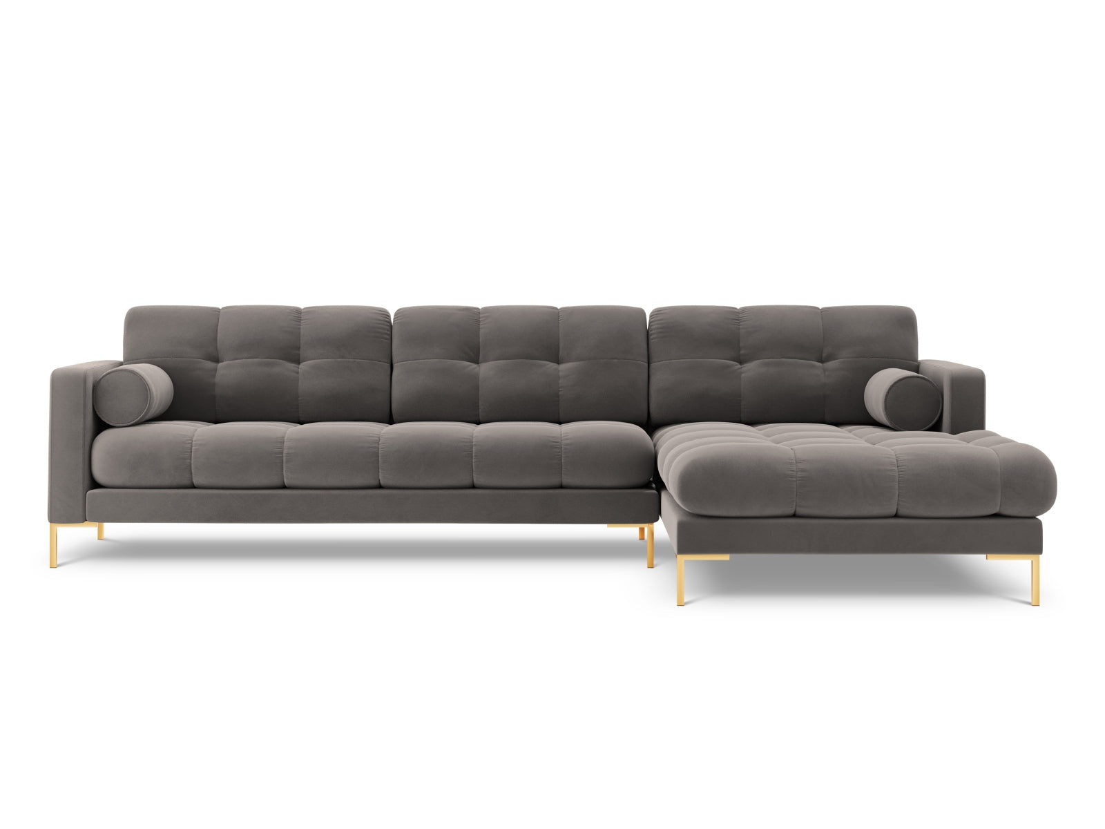 Modernes 5-Sitzer Ecksofa rechts Bali in zeitlosem Grau, ideal für gemütliche Abende und stilvolle Einrichtungsideen.