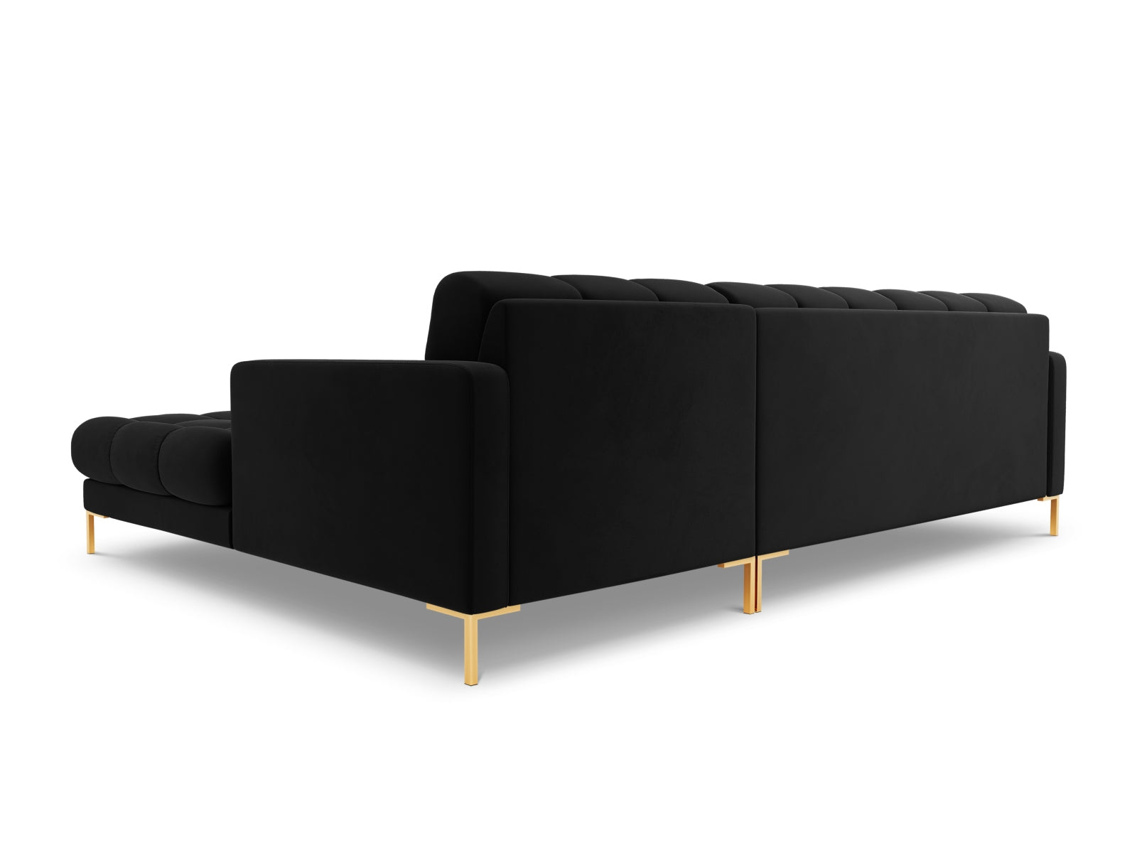 Elegantes 5-Sitzer Ecksofa rechts Bali in stilvollem Black-Bluvel, ideal für gemütliche Abende und stilvolle Einrichtung.