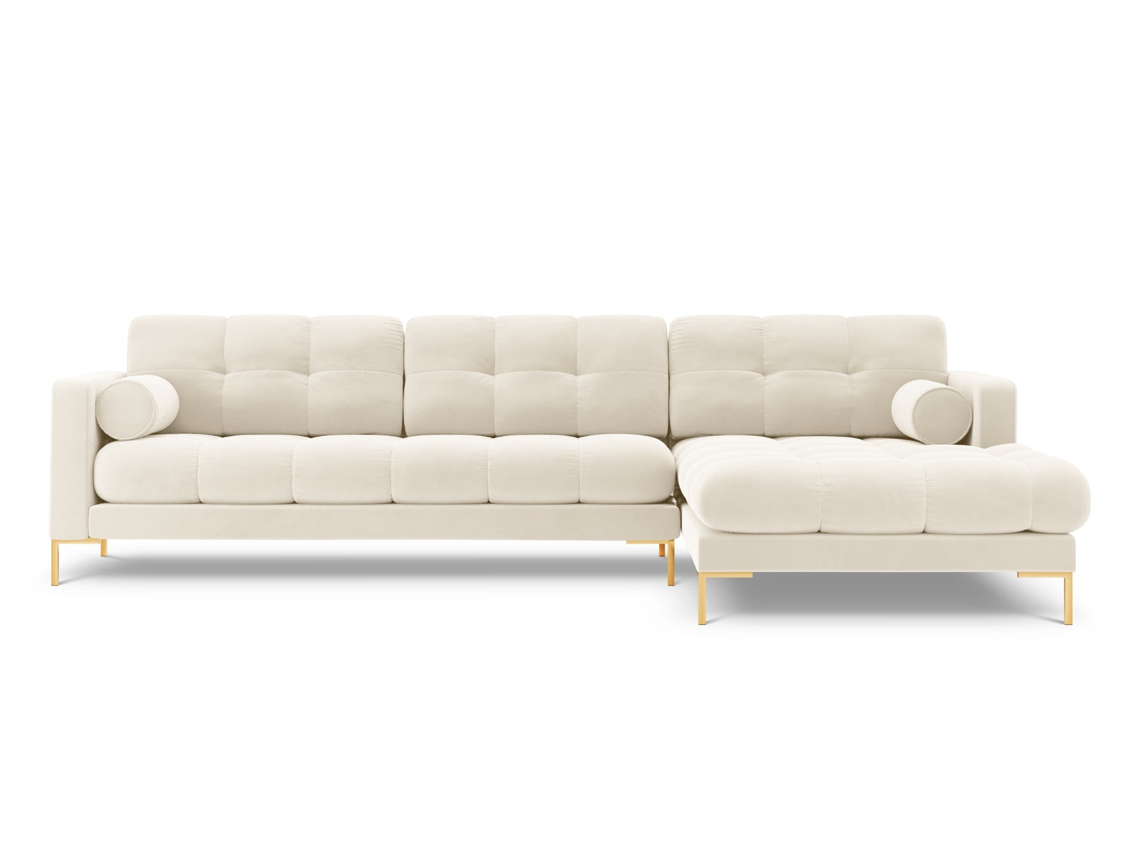 Elegantes 5-Sitzer Ecksofa rechts Bali in sanftem Beige, ideal für entspannte Stunden und geschmackvolle Wohnräume von Cosmopolitan Design.