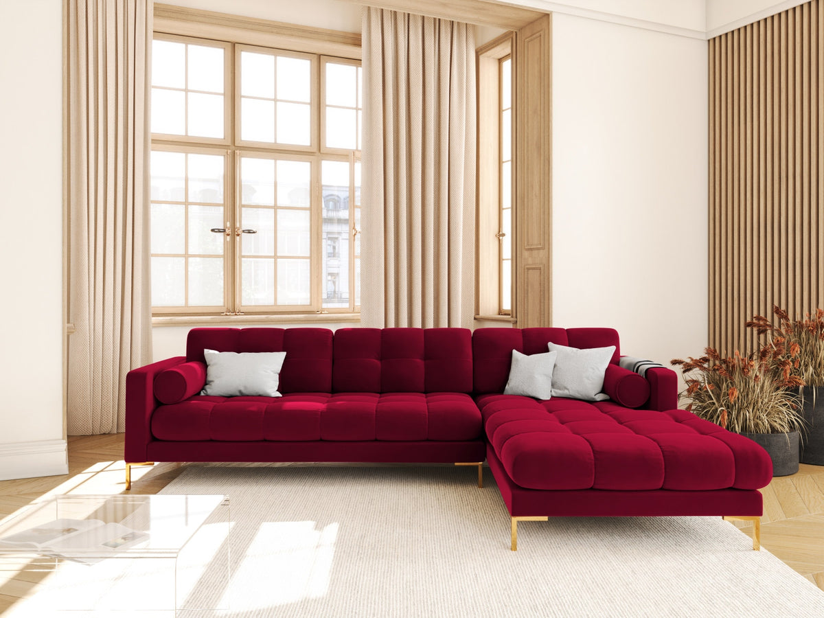 Ecksofa rechts Bali von Cosmopolitan Design mit Récamière, Stoffbezug und Metallbeinen