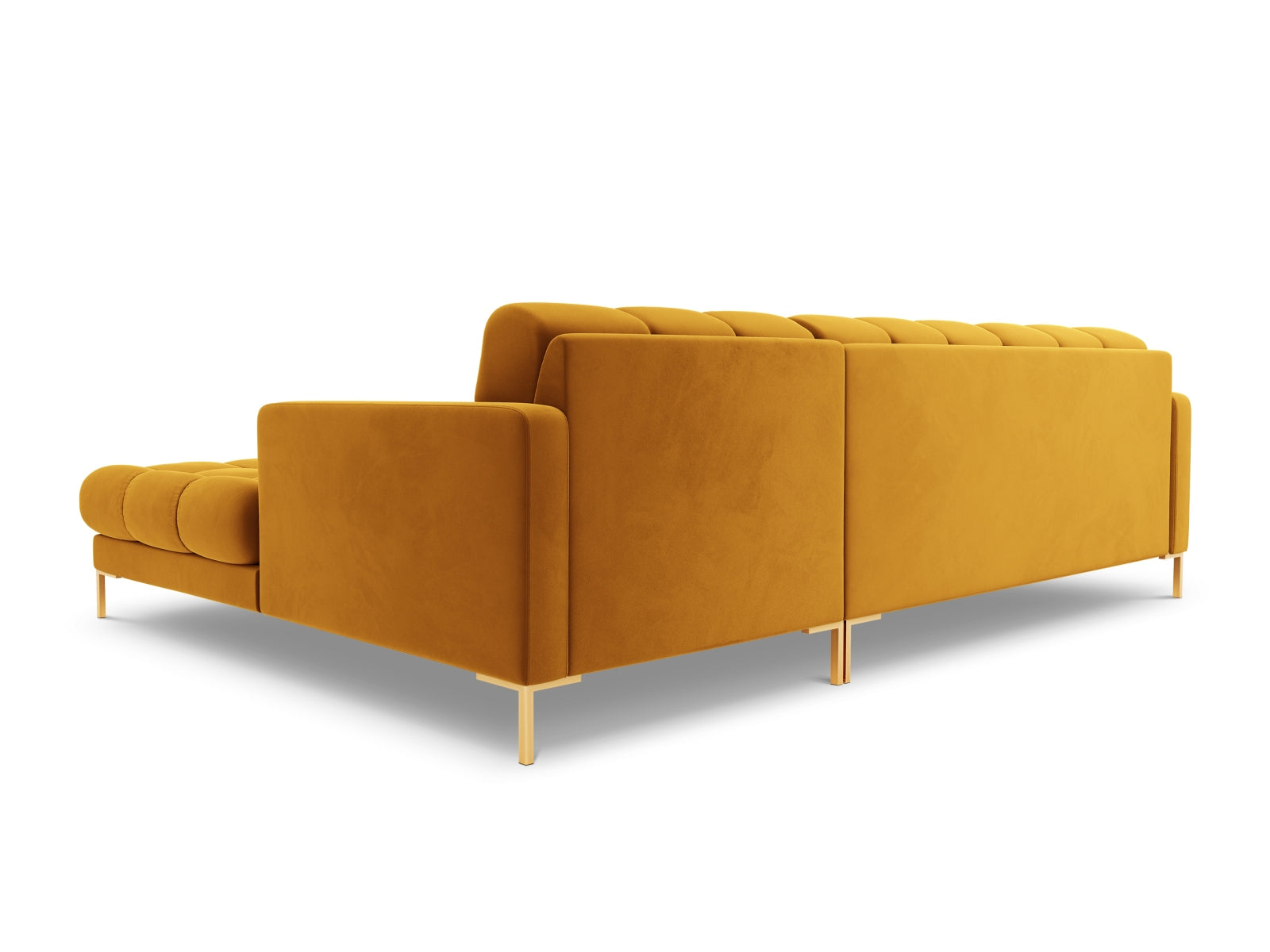 Elegantes 5-Sitzer Ecksofa rechts Bali in sanften Gelbtönen, perfekt für entspannte Stunden und geschmackvolle Einrichtung.
