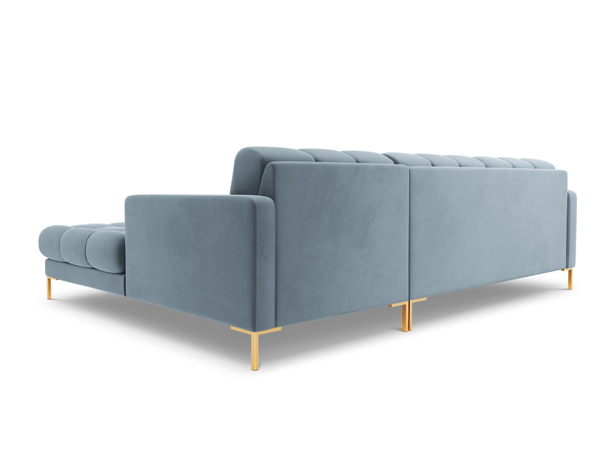 Ecksofa rechts Bali von Cosmopolitan Design mit Récamière, Stoffbezug und Metallbeinen