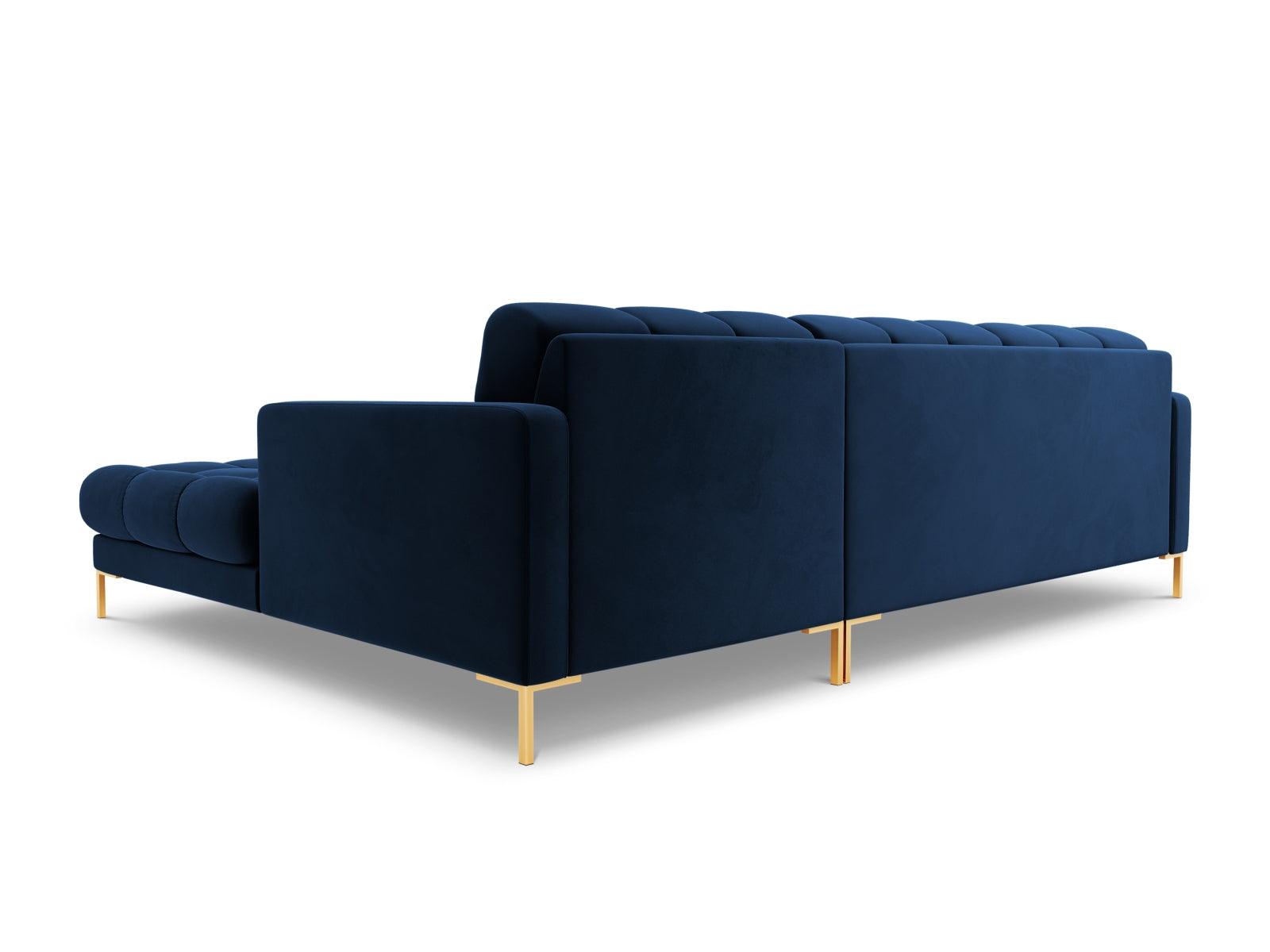 Modernes 5-Sitzer Ecksofa rechts Bali in Royal Blue-Bluvel, perfekt für gesellige Abende und stilvolle Einrichtungsideen.