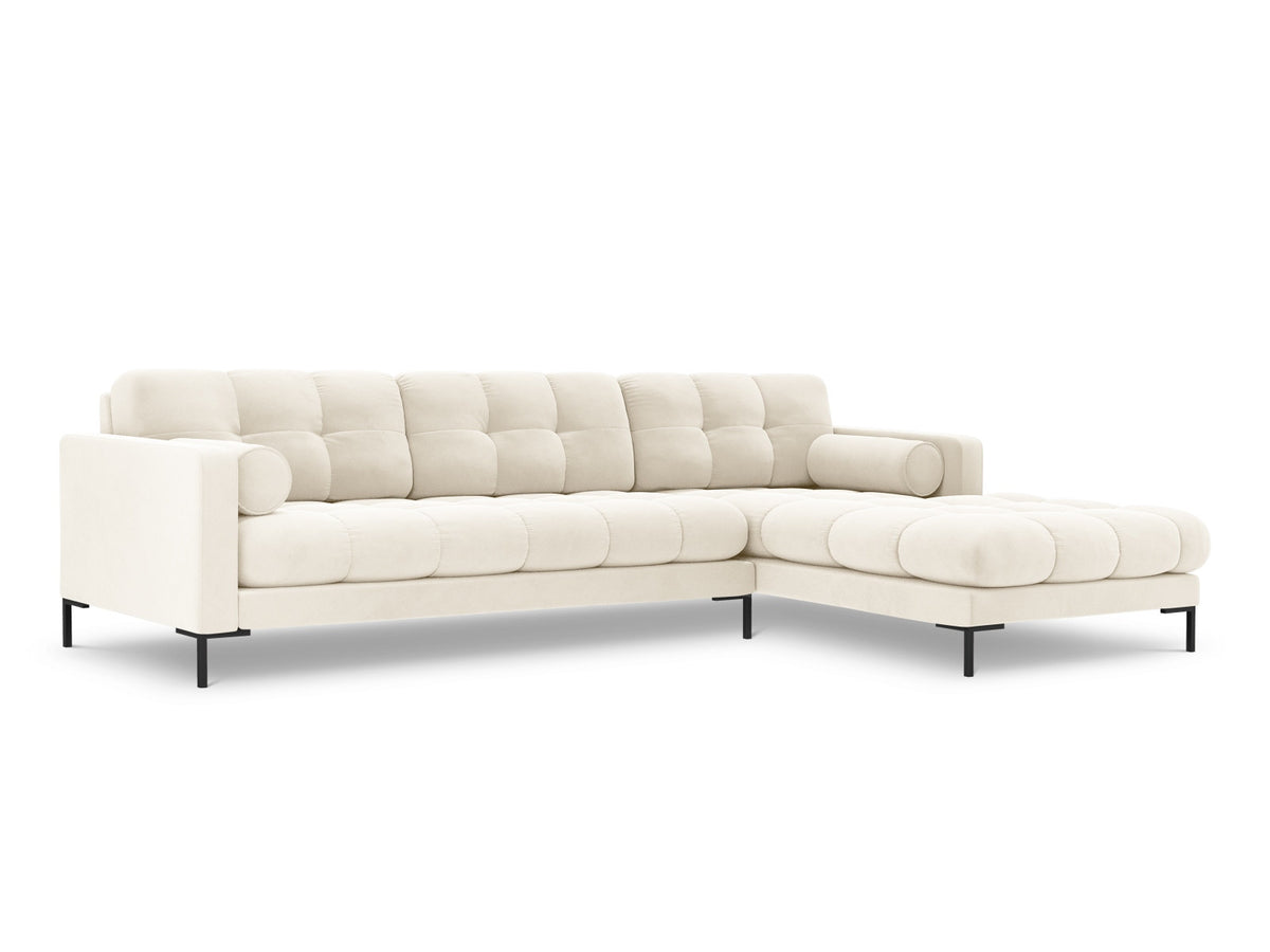 Ecksofa rechts Bali von Cosmopolitan Design mit Récamière, Stoffbezug und Metallbeinen