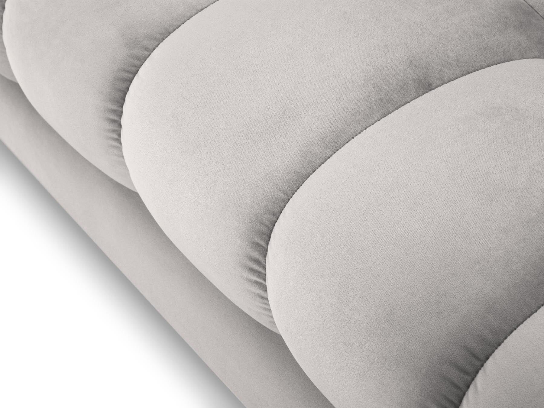 Modernes 5-Sitzer Ecksofa rechts Bali in edlem Silver-Bluvel, perfekt für entspannte Stunden und geschmackvolle Wohnräume.