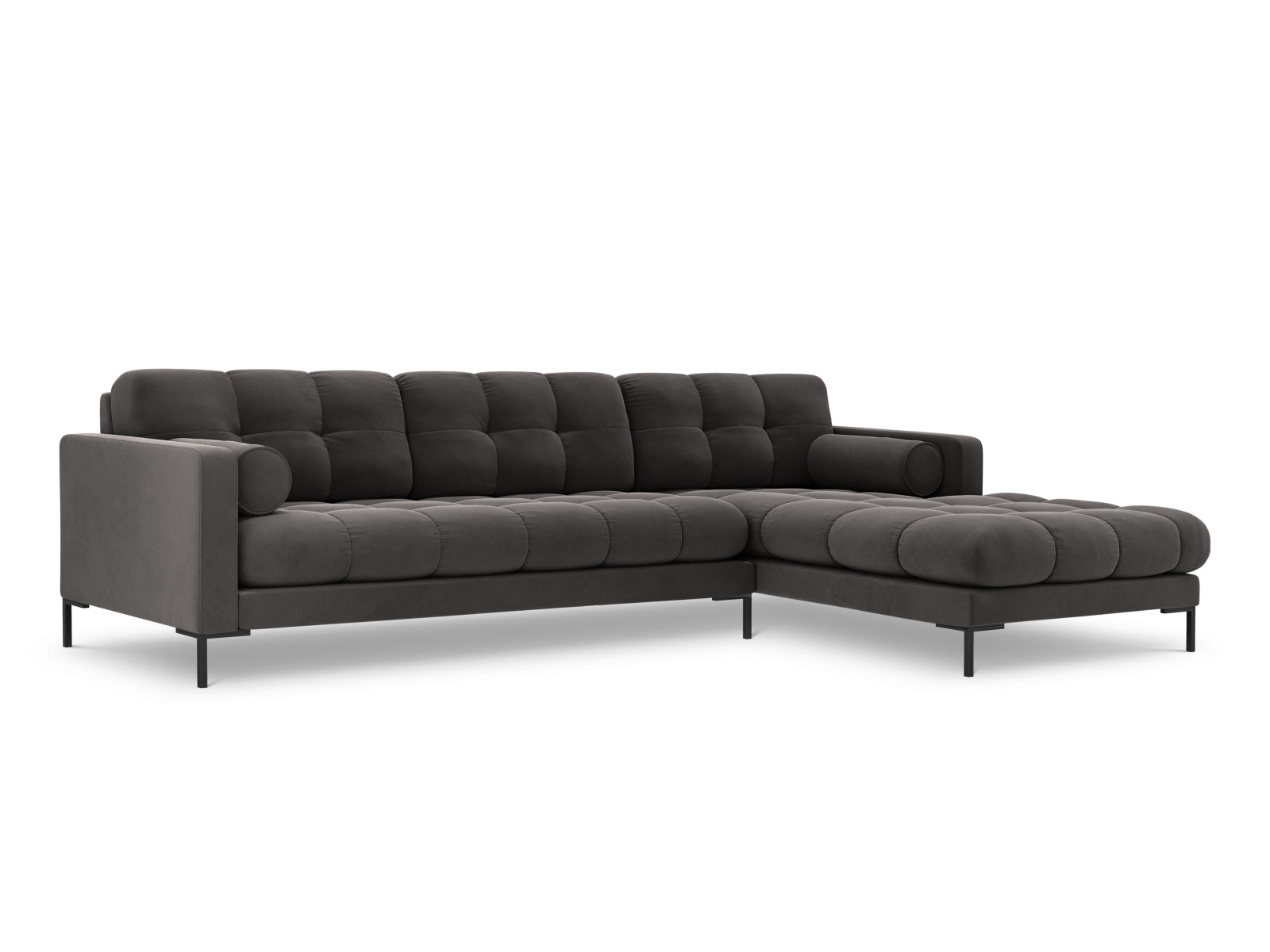 5-Sitzer Ecksofa rechts Bali in Dark Grey-Bluvel präsentiert im Onlineshop von KAQTU Design AG. Ecksofa rechts ist von Cosmopolitan Design